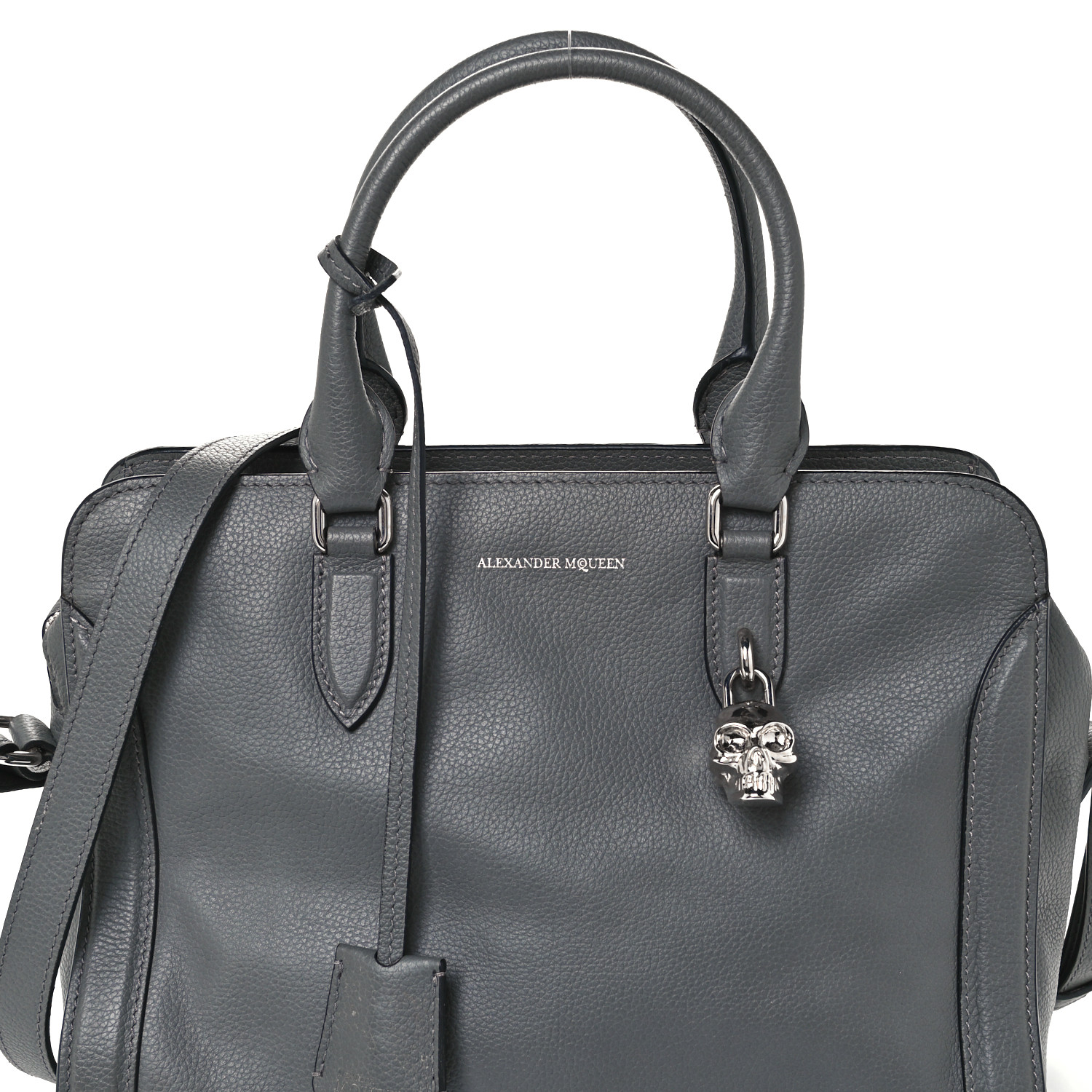 ALEXANDER MCQUEEN Pebbled Calfskin Small Skull Padlock Zip