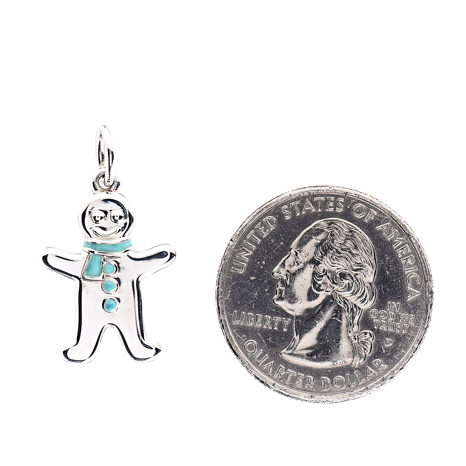 TIFFANY Sterling Silver Enamel Gingerbread Man Charm Blue