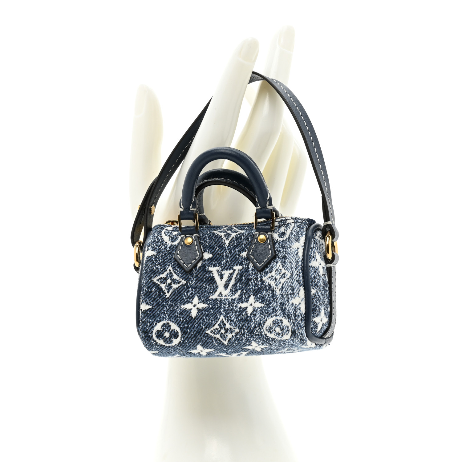 LOUIS VUITTON Denim Monogram Jacquard Micro Speedy Bag Charm