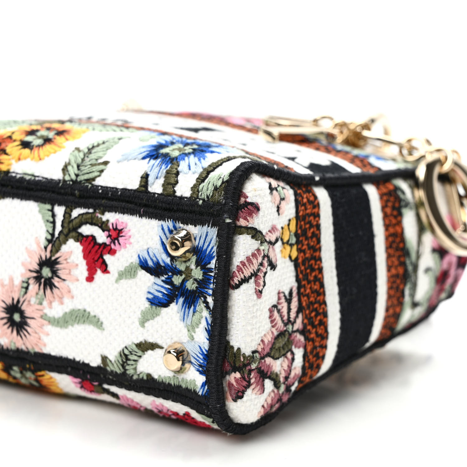CHRISTIAN DIOR Canvas Petites Fleurs Embroidered Mini Lady D