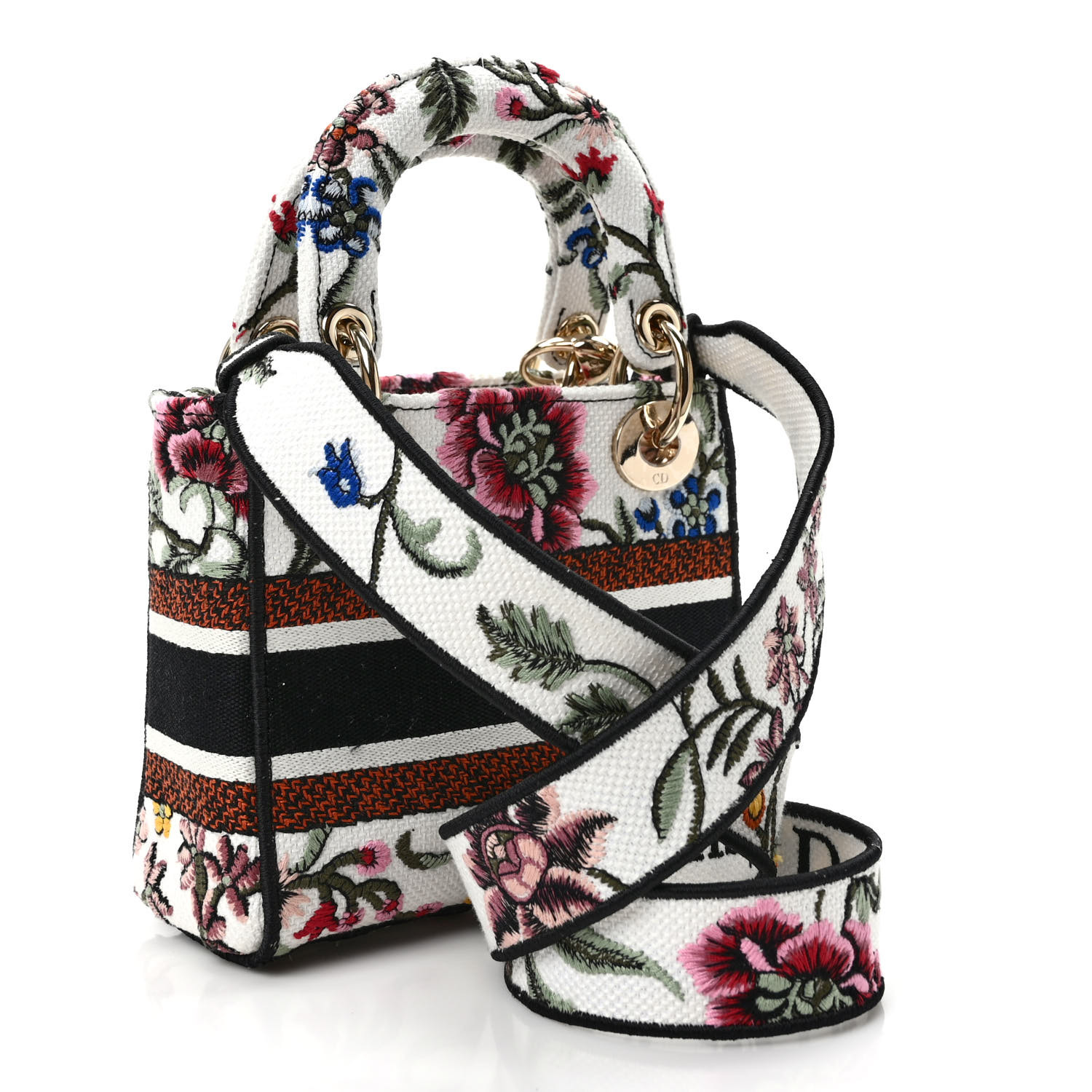 CHRISTIAN DIOR Canvas Petites Fleurs Embroidered Mini Lady D