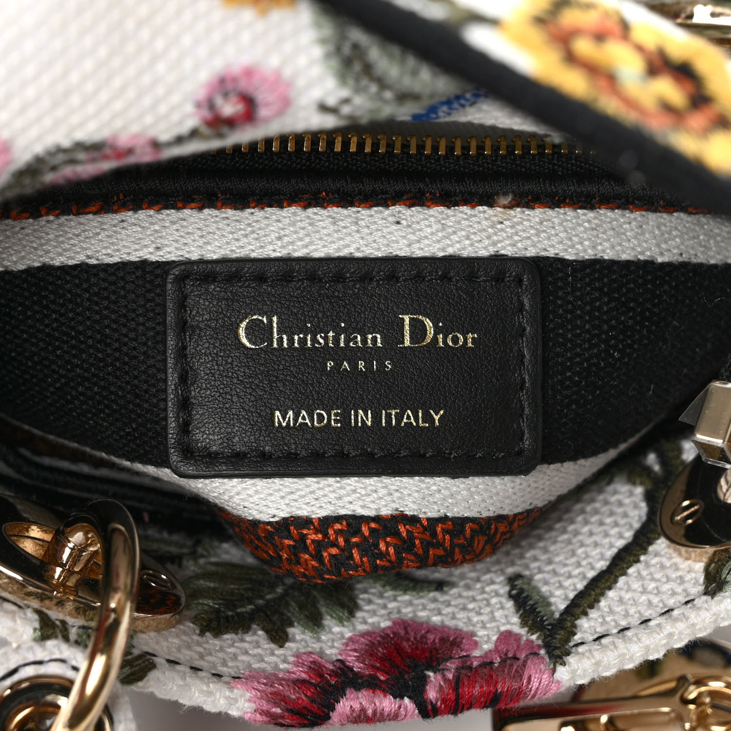 ★Dior★LADY D-LITE バッグ ミニ Petites Fleurs 花柄刺繍 CHRISTIAN DIOR Canvas Petites Fleurs Embroidered Mini Lady D