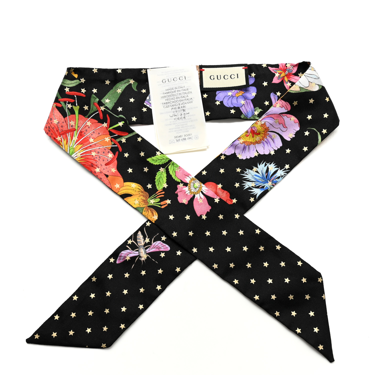 GUCCI Silk Twill Goldy Neck Bow Scarf Black 1628249