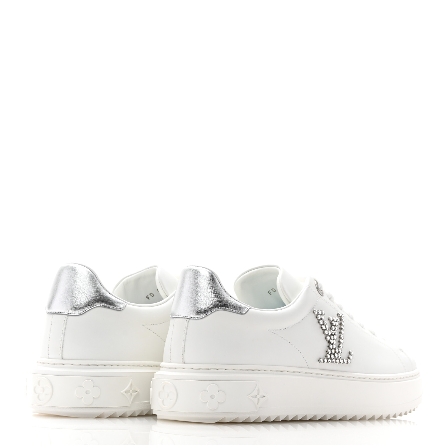 LOUIS VUITTON Calfskin Monogram Rhinestone Time Out Sneakers