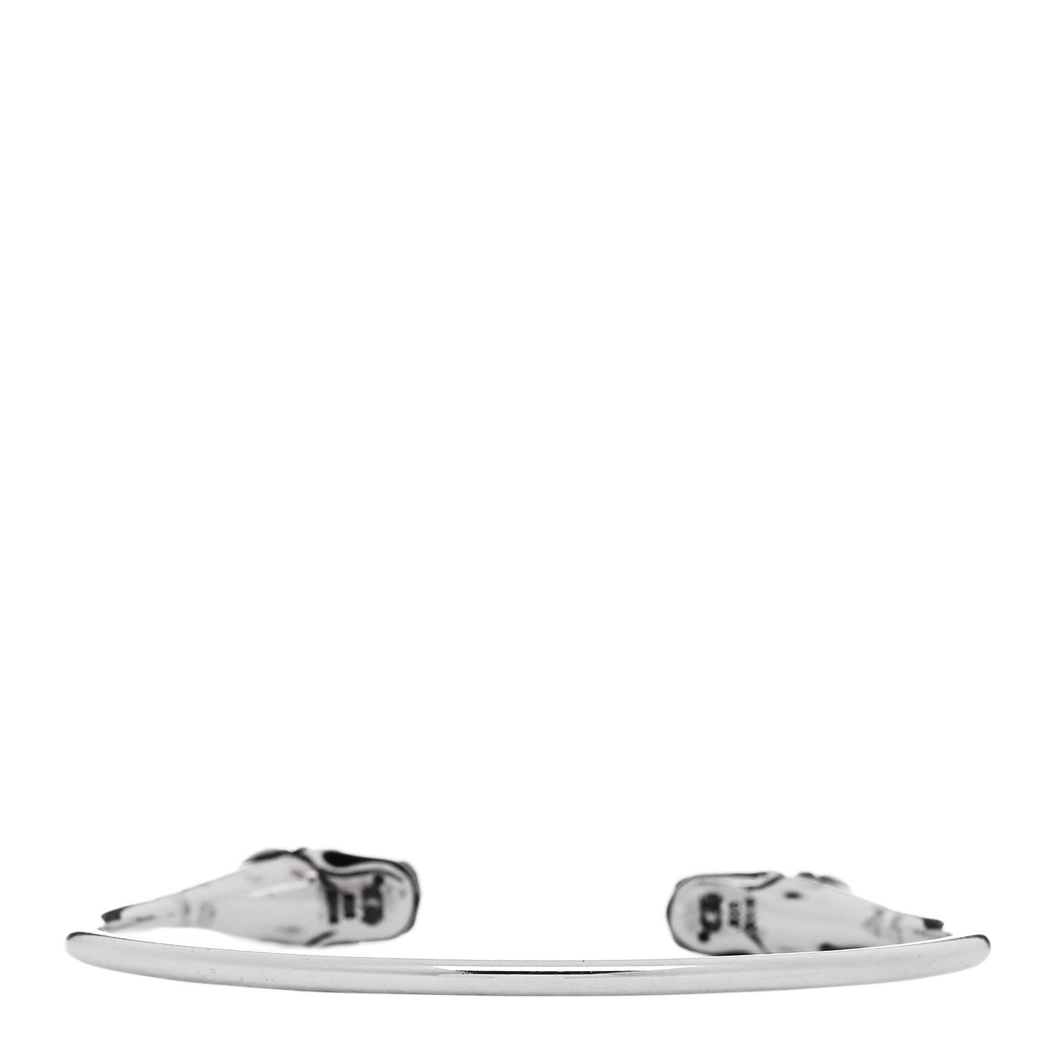 CHROME HEARTS Sterling Silver Double Dog Cuff Bracelet