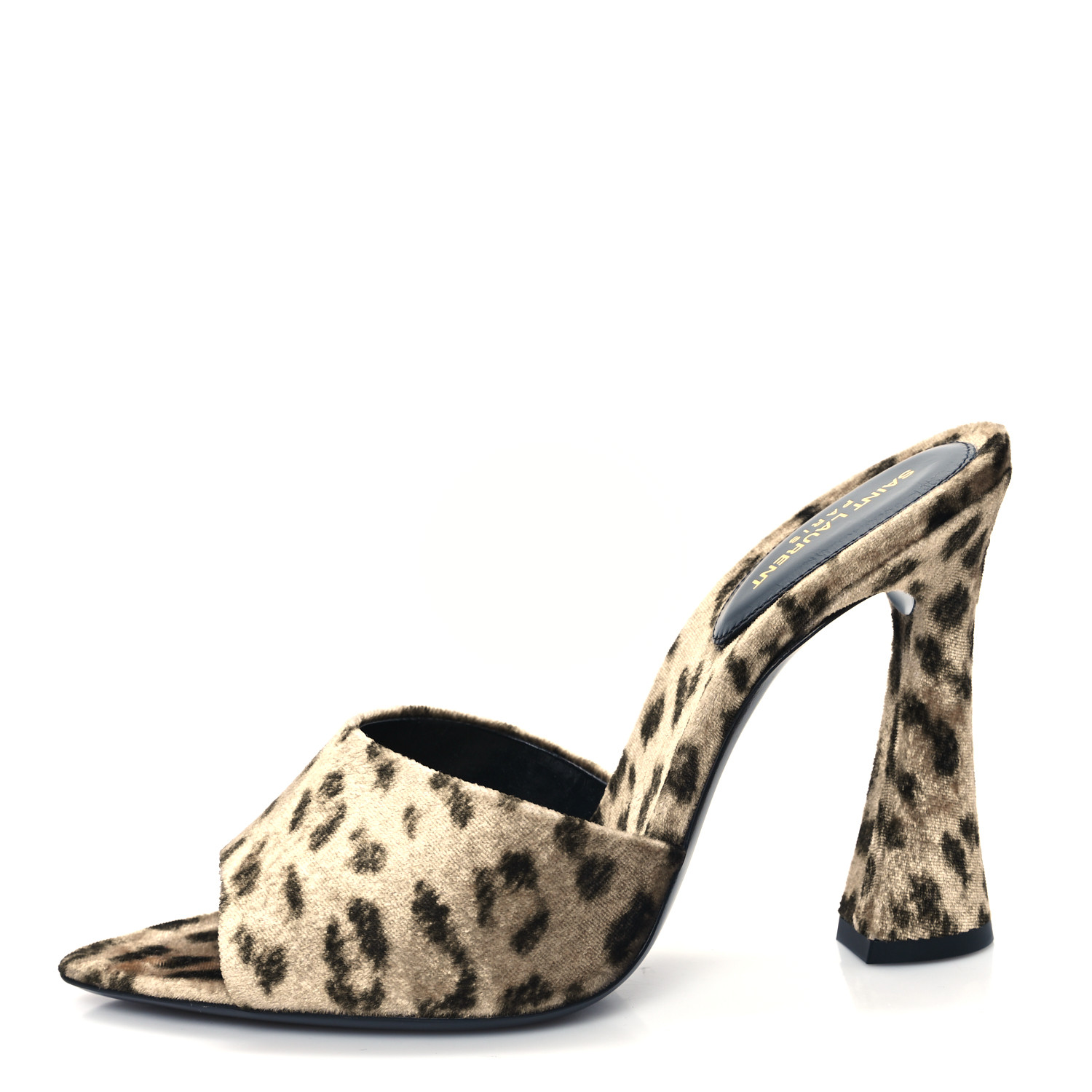 SAINT LAURENT Velvet Leopard Print Gippy 105 Sandals 38