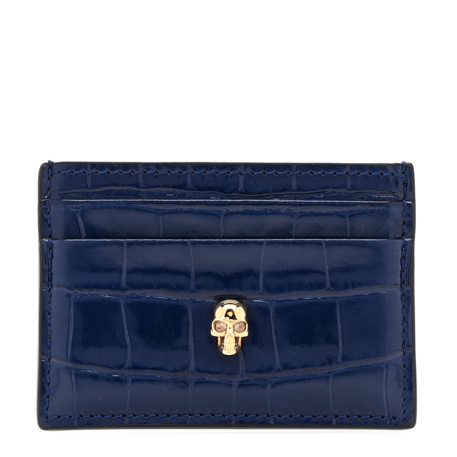 [Alexander McQueen] Crocodile Embossing Card ☆送料込☆ Women's Embossed Croc Card Holder in Green | Alexander