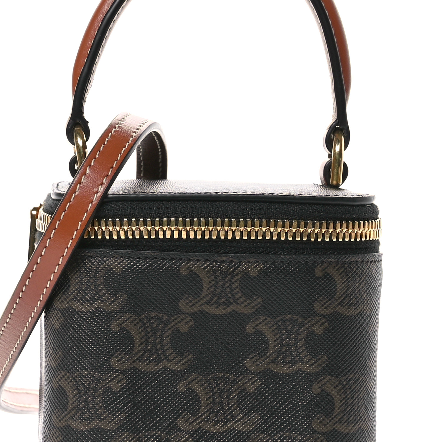 ◆CELINE◆ VANITY CASE IN JACQUARD TEXTILE AND CALFSKIN VANITY CASE IN JACQUARD TEXTILE AND CALFSKIN - BLUE / BEIGE