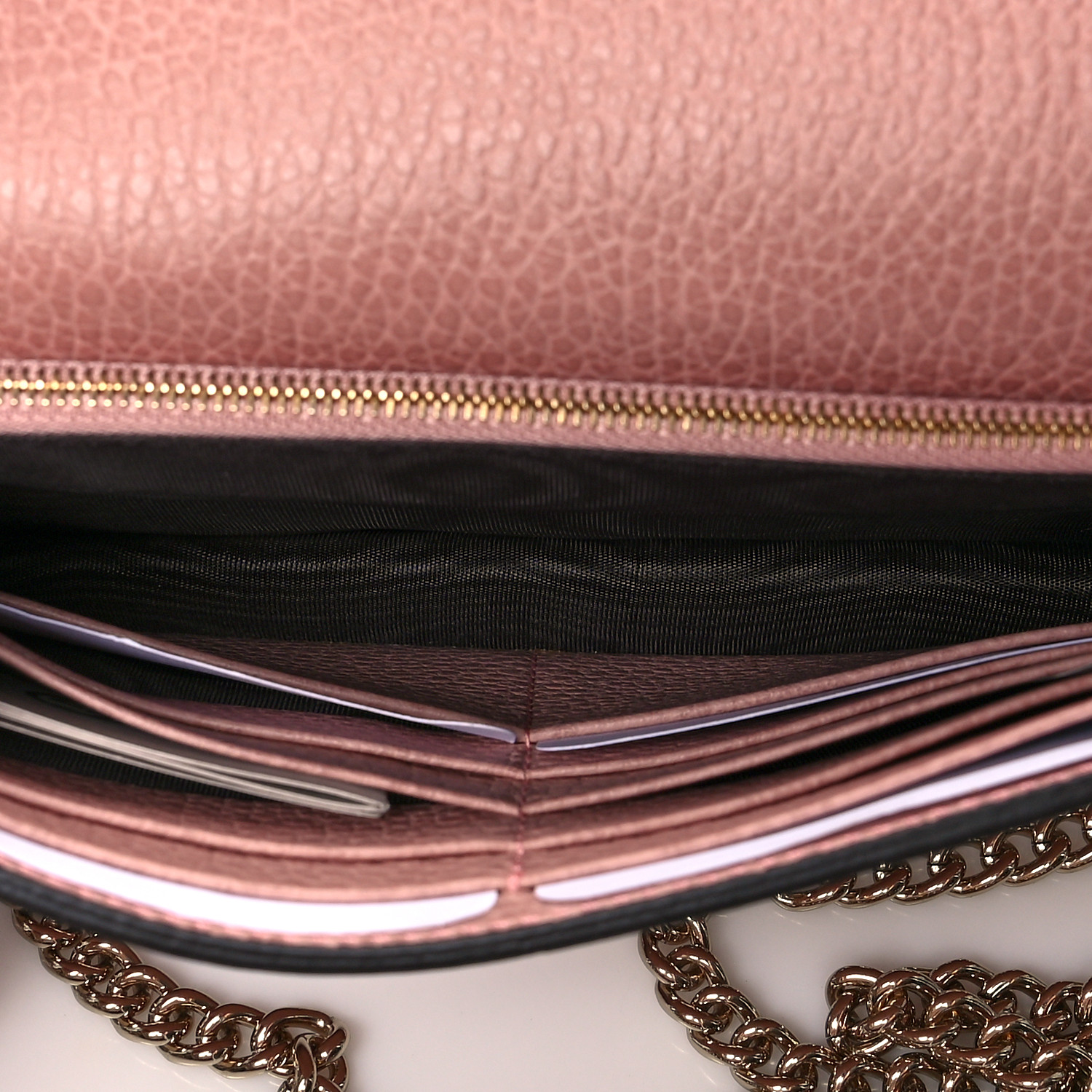 DOLLAR CALF ☆Gucci☆ BETTY チェーンウォレット LIGHT PINK♪ GUCCI Dollar Calfskin Medium Betty Chain Wallet Soft Pink