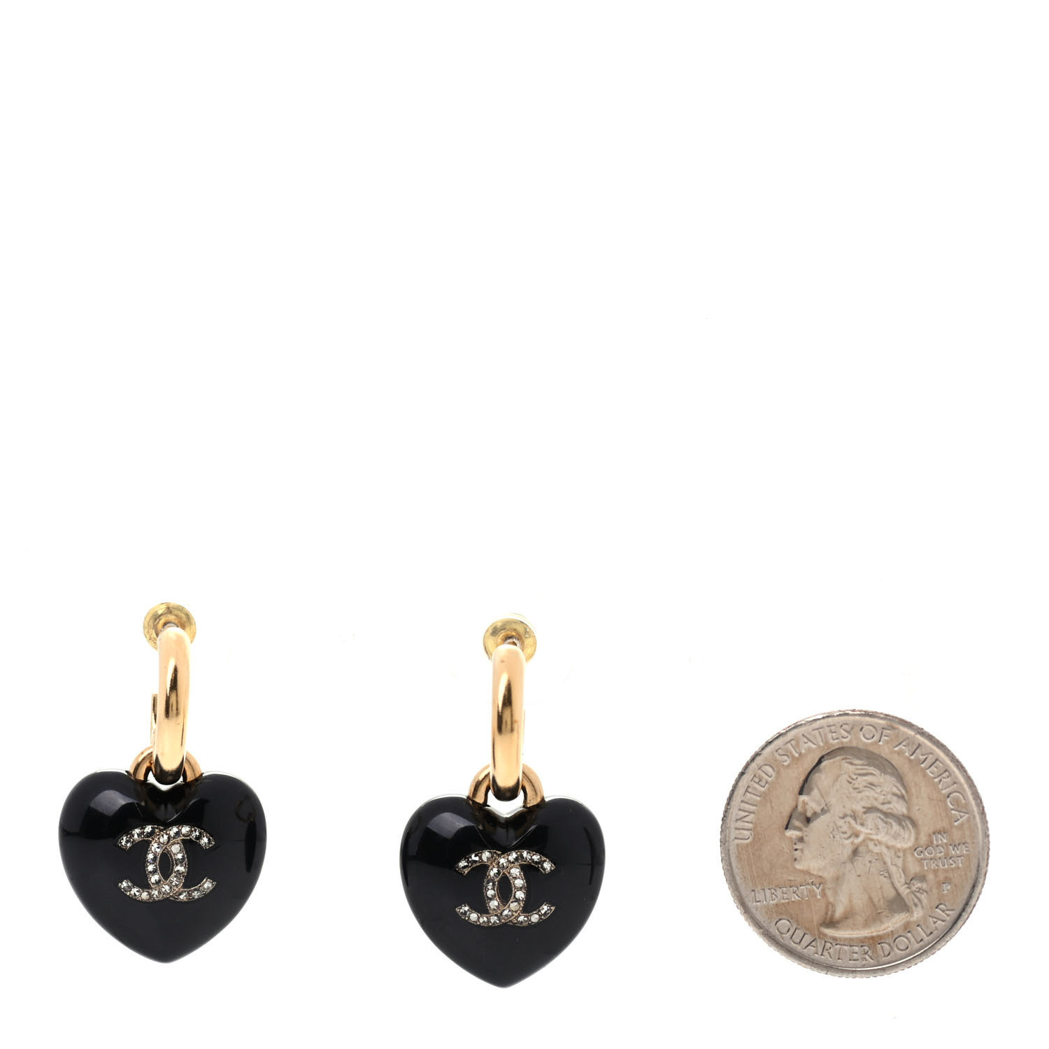 【心躍る瞬間】【CHANEL】Pendant Earrings l Resin CHANEL Pearl Resin Crystal CC Heart Drop Earrings Pink Gold