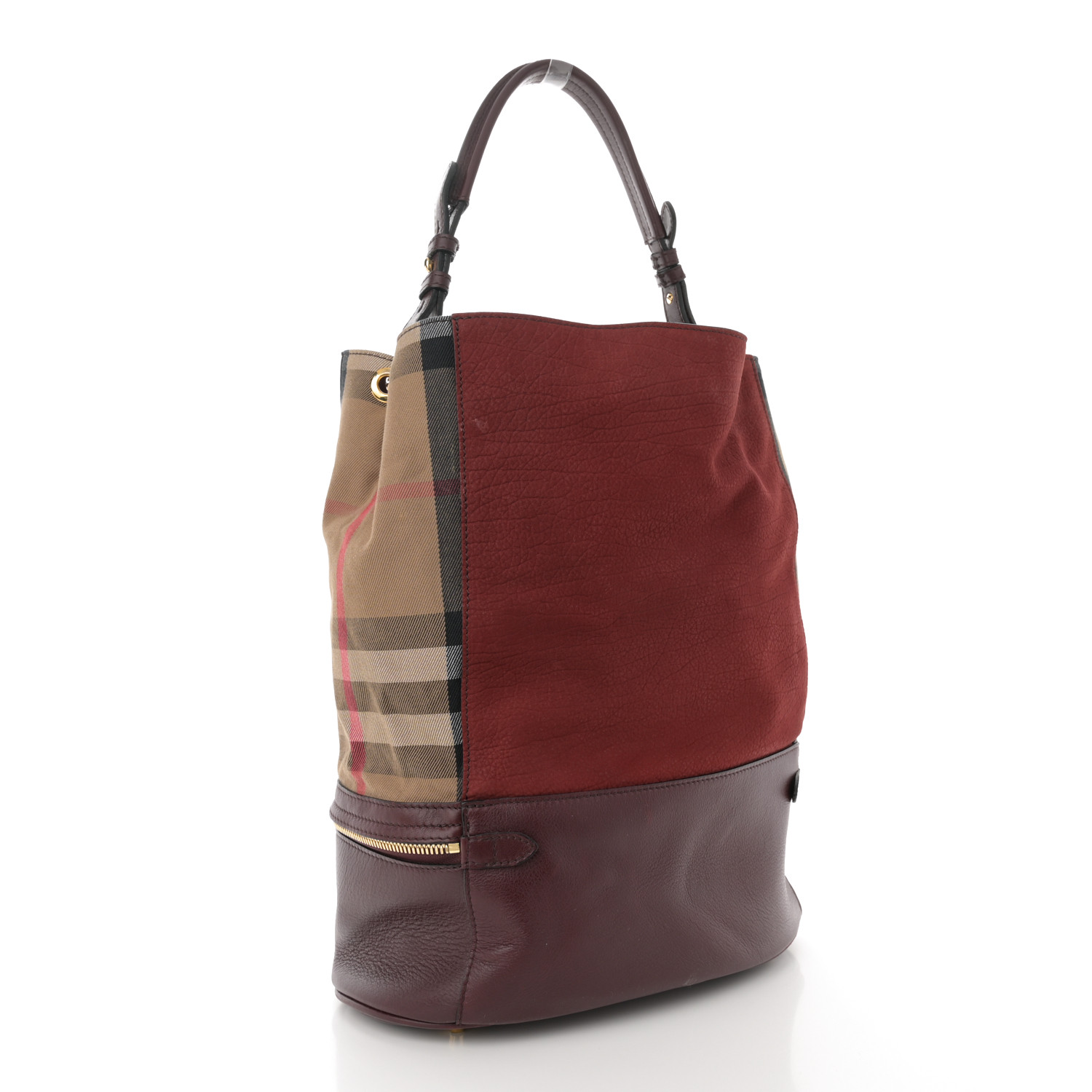 BURBERRY ハックルティテルクロッフトシャケット 8099104 B8626 BURBERRY Nubuck Canvas Check Beckett Bucket Bag Deep Claret