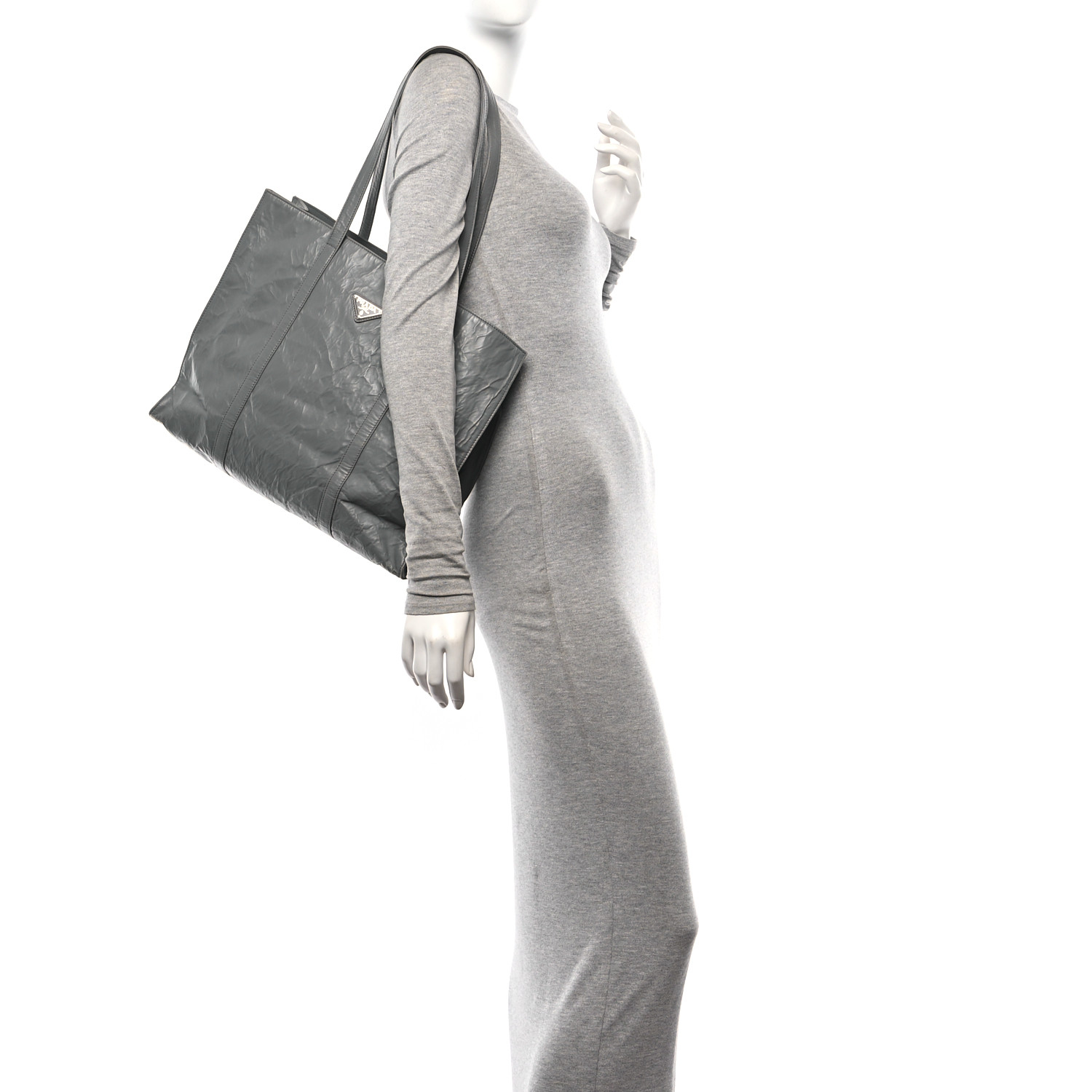 PRADA Nappa Antique Large Shopping Tote Ardesia 1631571