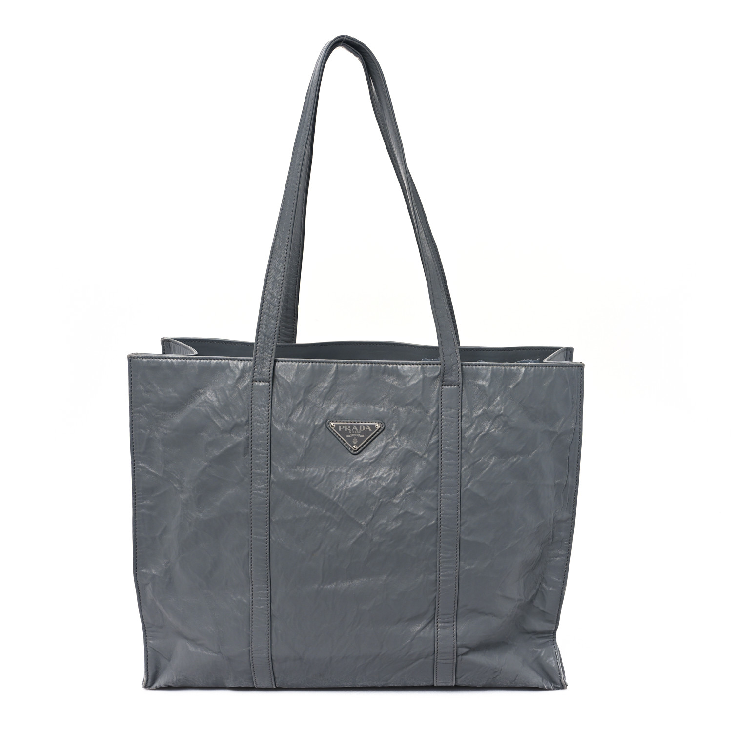 トートバッグ PRADA | Runway Large antique nappa leather tote 39*31*10cm PRADA Nappa Antique Large Shopping Tote Ardesia 1631571