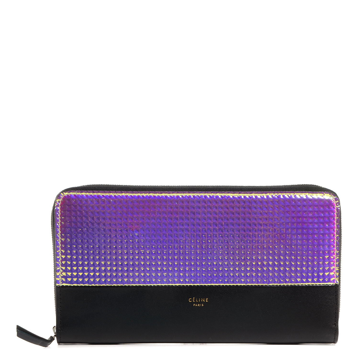 CELINE Leather Hologram Holographic Zip Continental Wallet