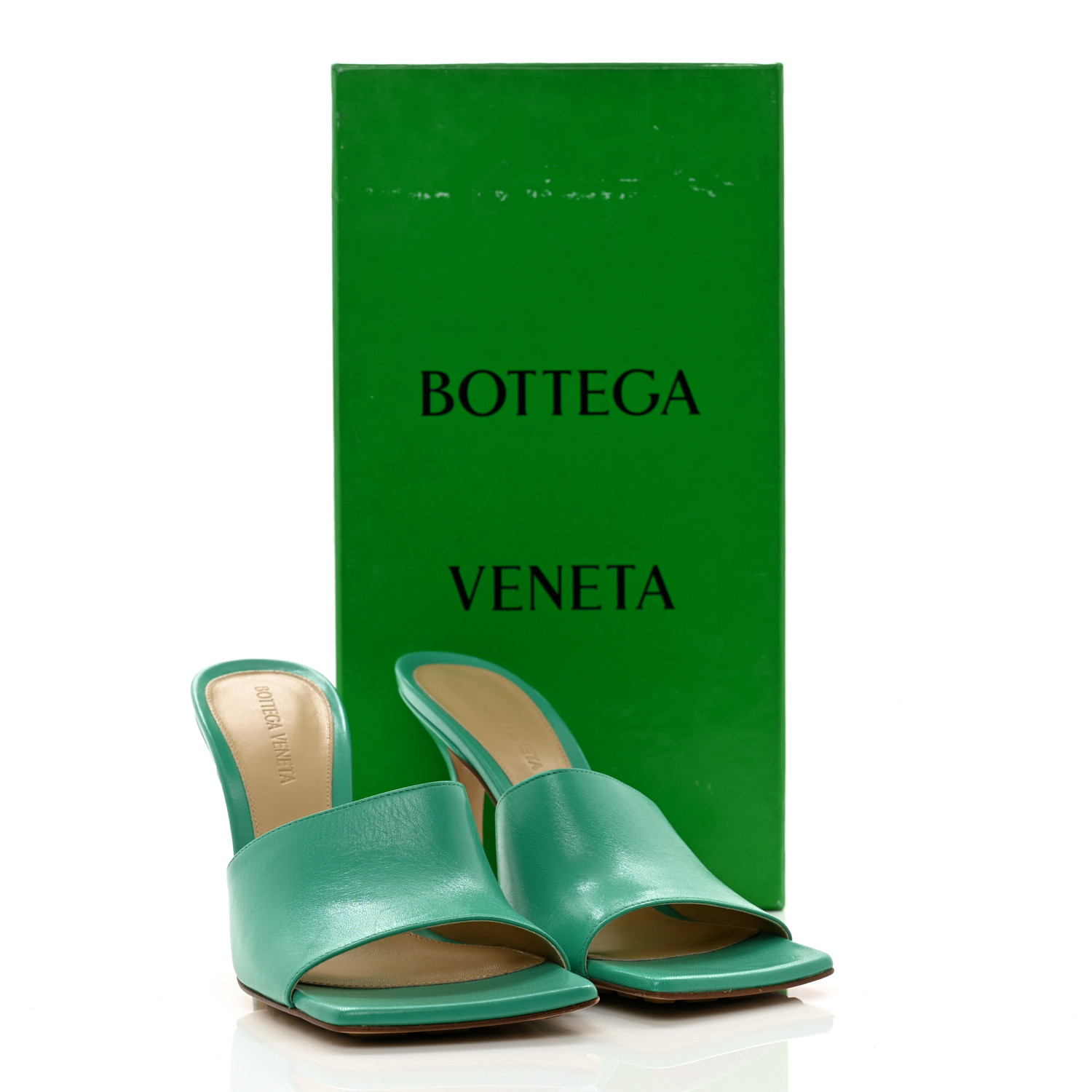 BOTTEGA VENETA Lambskin Stretch Mule Sandals 36.5 Acid