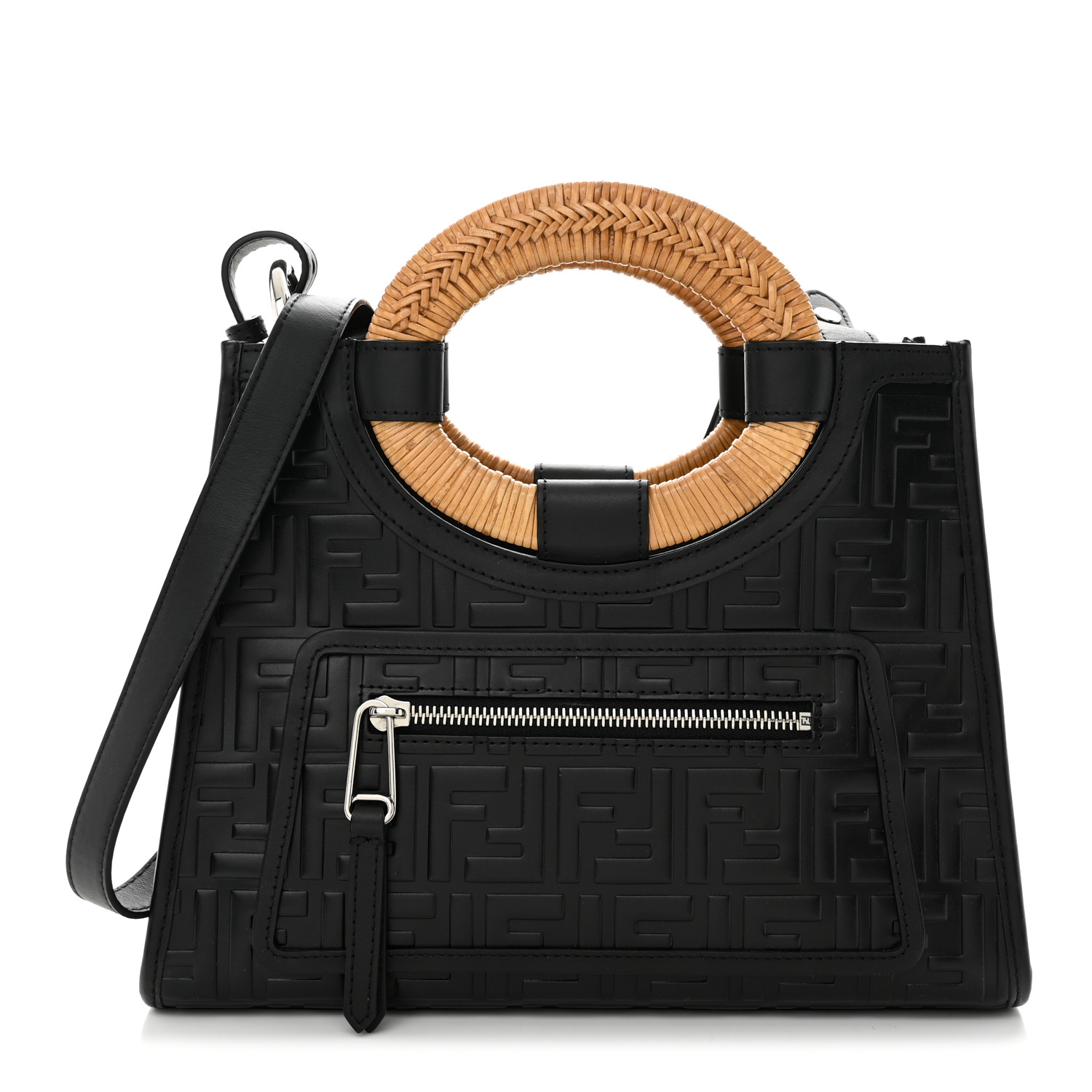 FENDI Vitello Century Wicker FF 1974 Embossed Small Runaway