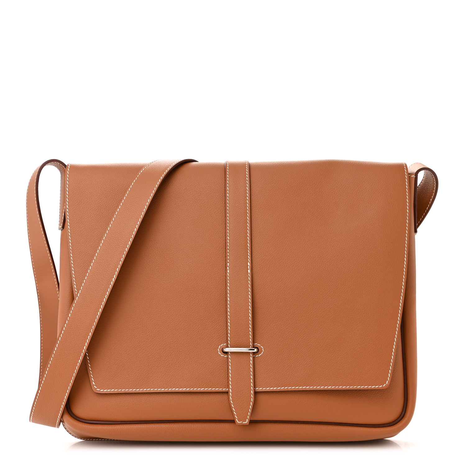 HERMES Togo Steve Light Messenger Gold 1361542 | FASHIONPHILE