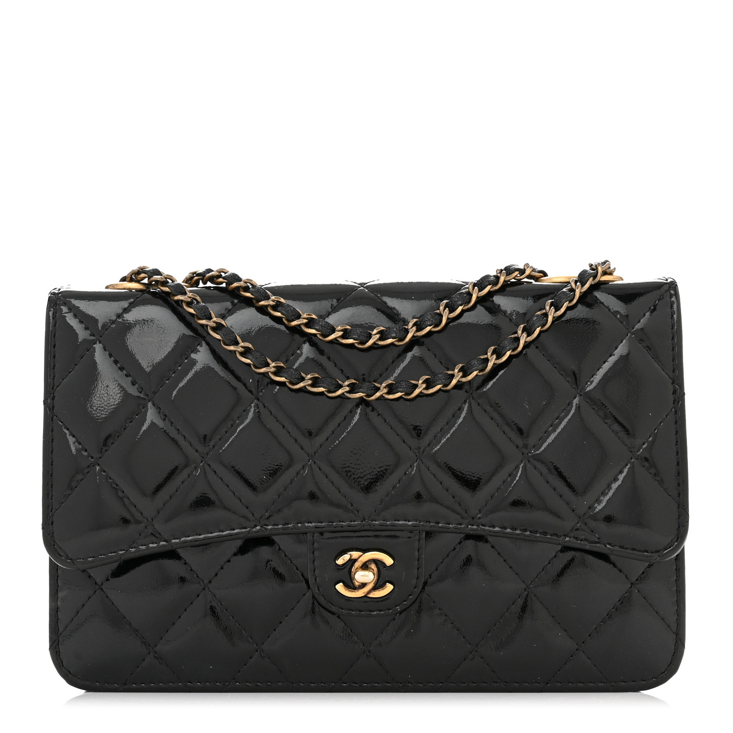 【CHANEL】Chanel WOC（Patent Goatskin）【ランク:A】 CHANEL Patent Leather Wallet-on-the-chain WOC Crossbody Flap