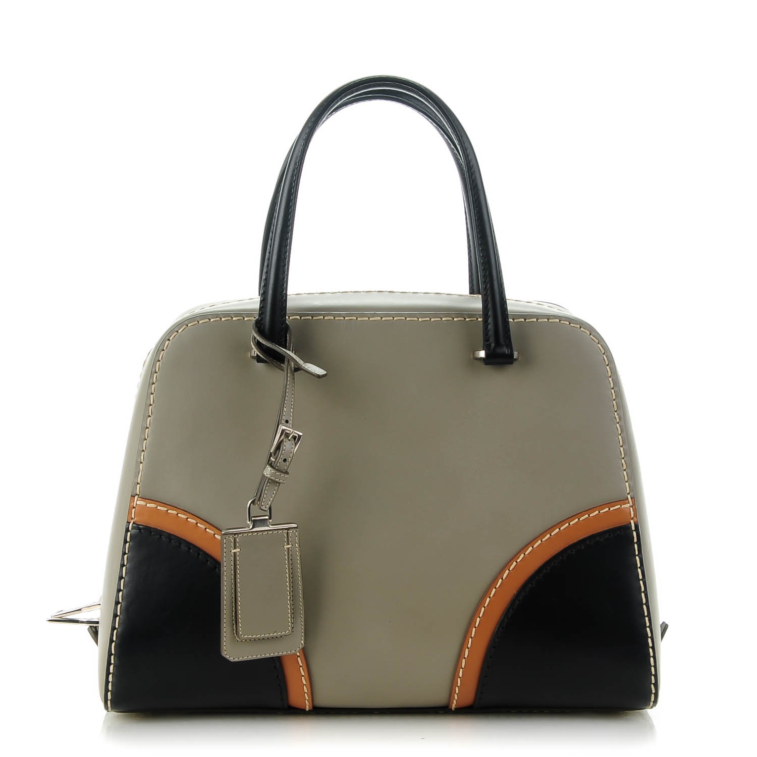 PRADA プラダ　ARGILLA PRADA Vachetta Tri-Color Satchel Argilla Black 135842