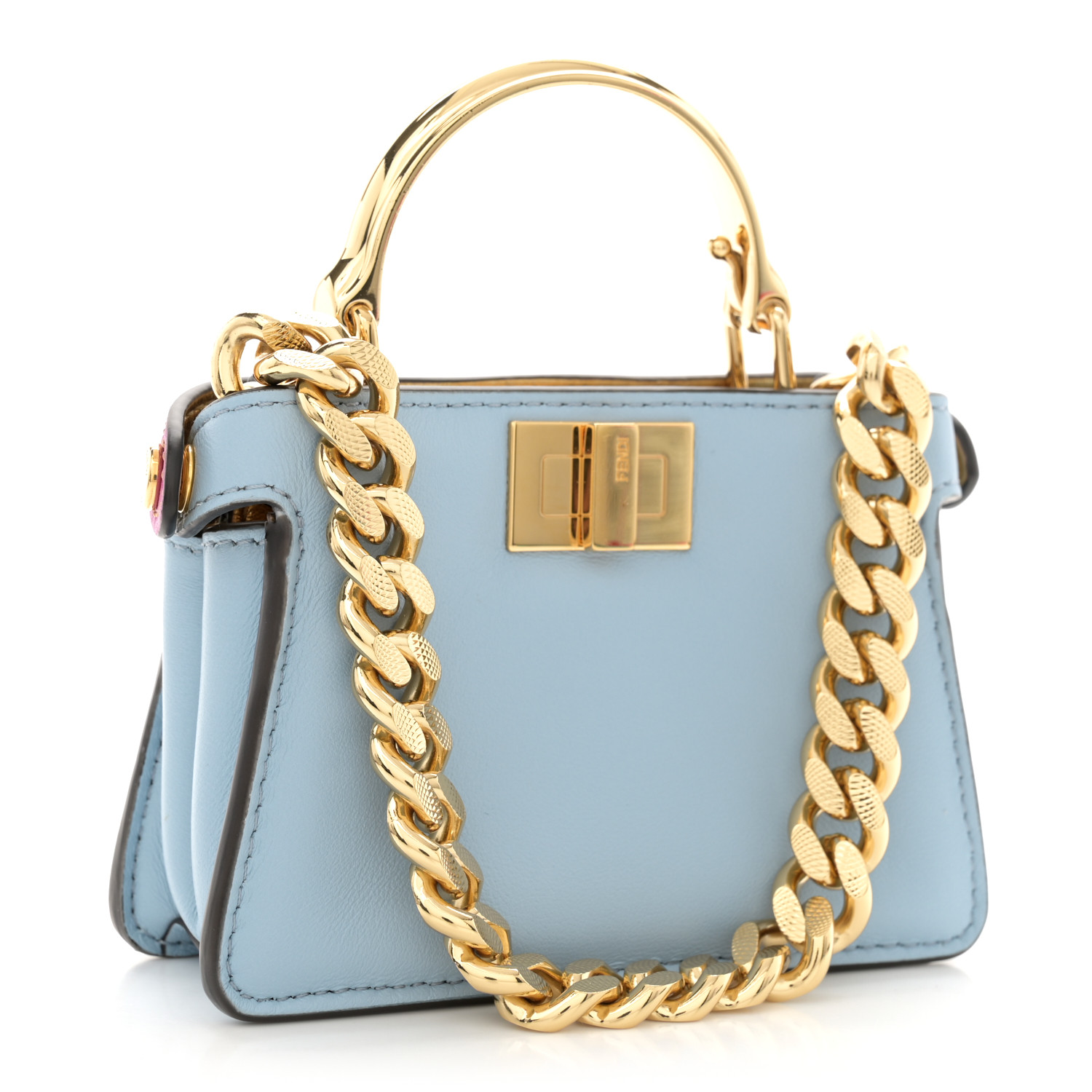 【FENDI】Nano Peekaboo Maxi Handle ★関税送料込み FENDI Nappa Rainbow Inlay Nano Peekaboo Maxi Handle Satchel
