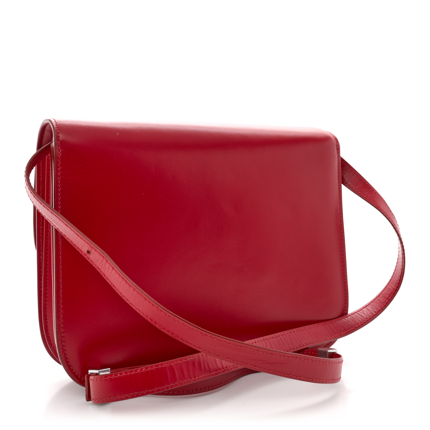 【CELINE】 Celine classic box small red クラシックボックス Celine Small Classic Box Leather Flap Shoulder Bag Red
