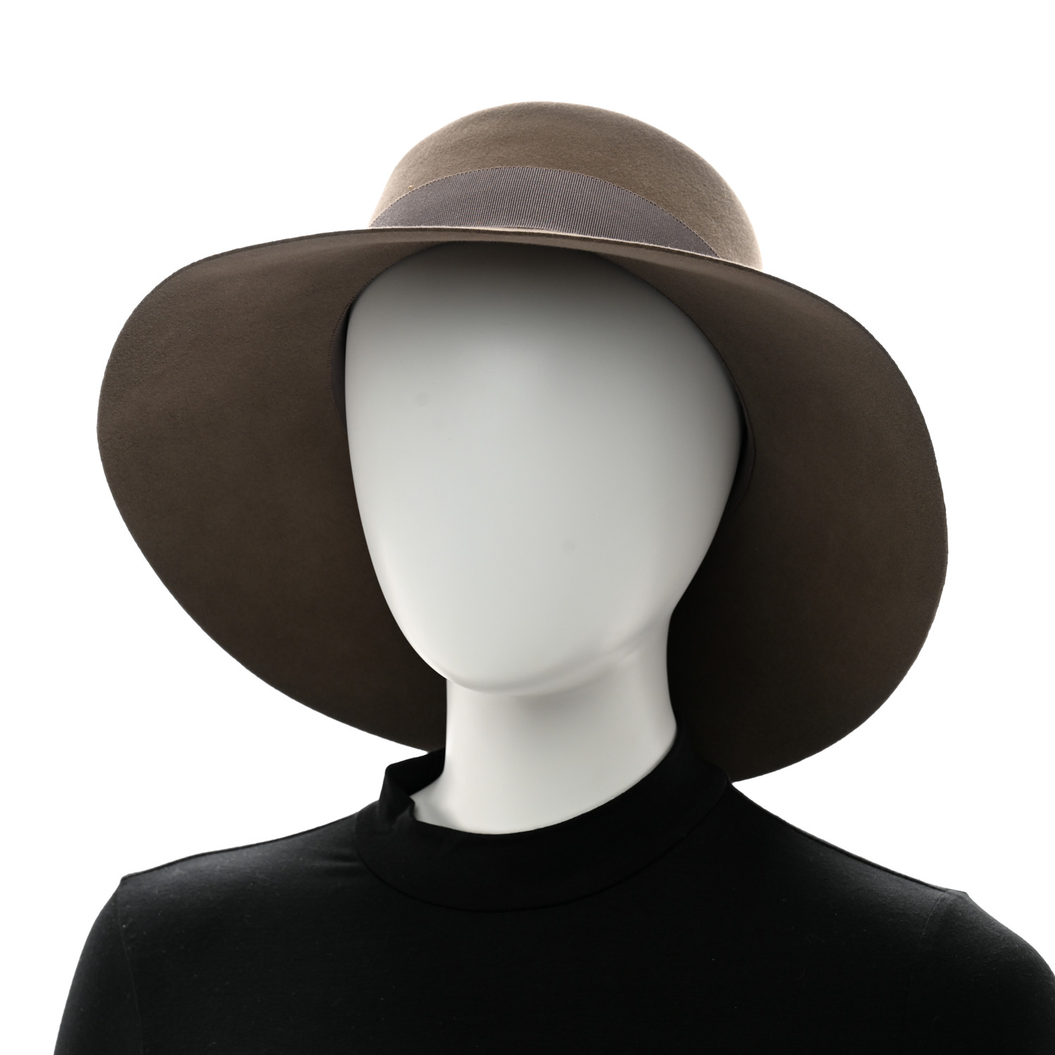 (HERMES)Farrah Clou de Selle hat HERMES Rabbit Felt Farrah Clou De Selle Hat 58 Etoupe