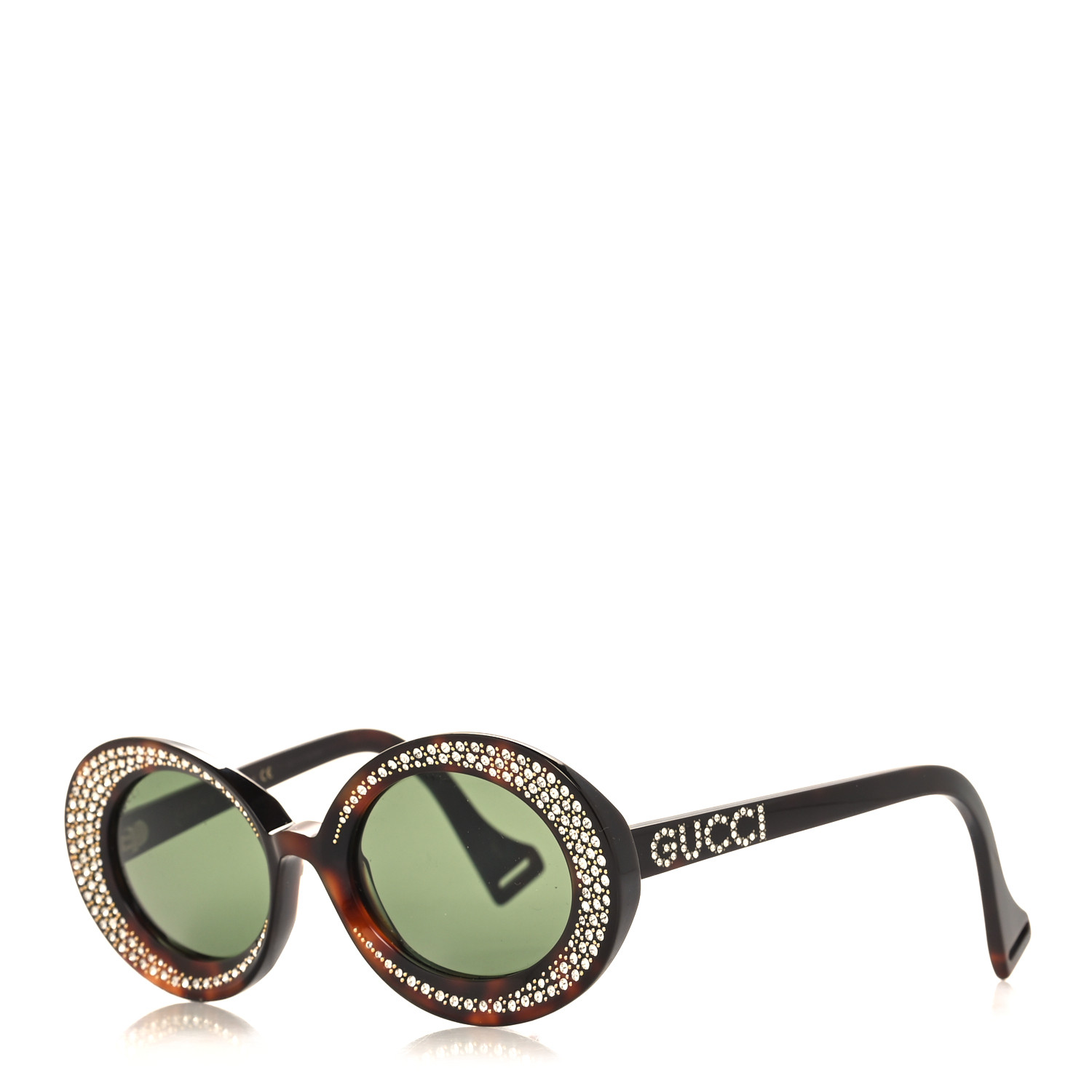 GUCCI Acetate Crystal Round Sunglasses GG0618S Tortoiseshell