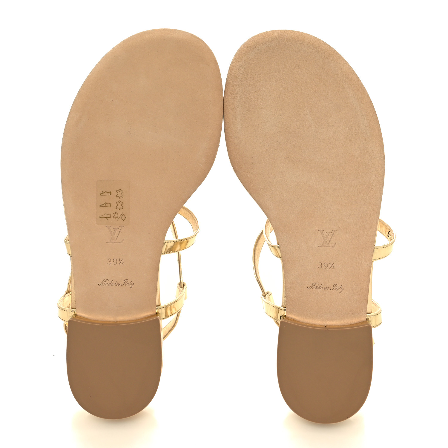 Louis Vuitton ディタサンダル LOUIS VUITTON Metallic Calfskin Dita Flat Sandal 39.5 Gold
