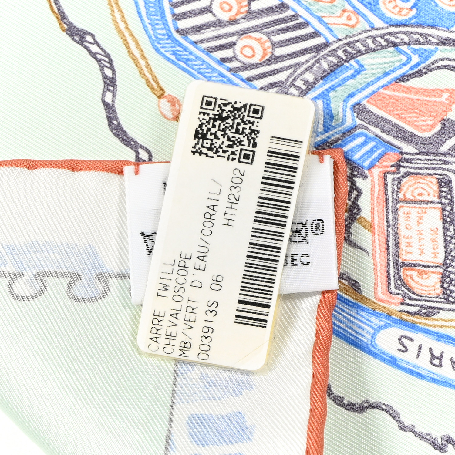 エルメス カレ90 Chevaloscope vert d’eau/corail/bleu HERMES Chevaloscope Scarf 90 Vert D'eau Corail Bleu 1289409
