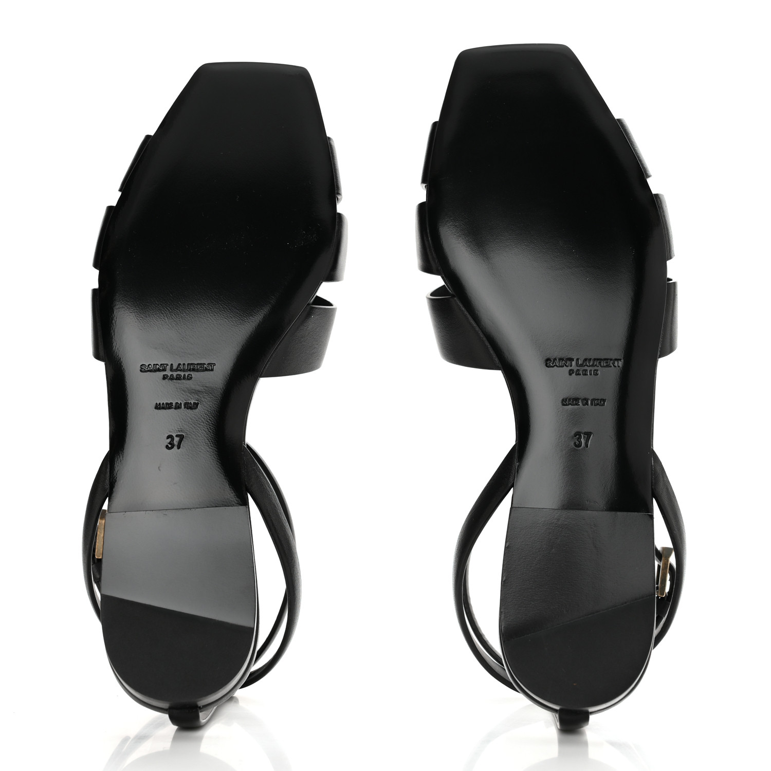 SAINT LAURENT Calfskin Tribute 05 Ankle Strap Flat Sandals