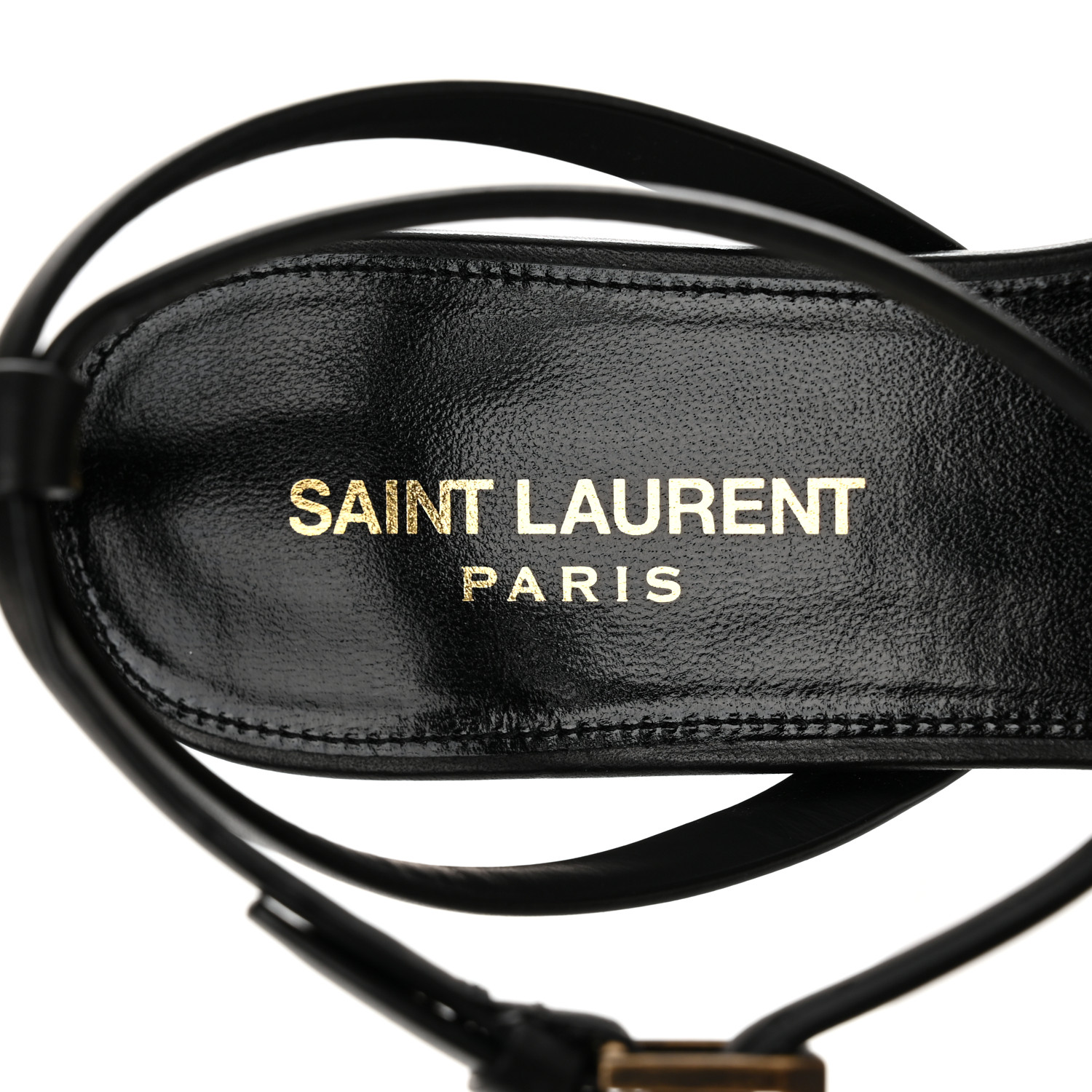 SAINT LAURENT Calfskin Tribute 05 Ankle Strap Flat Sandals