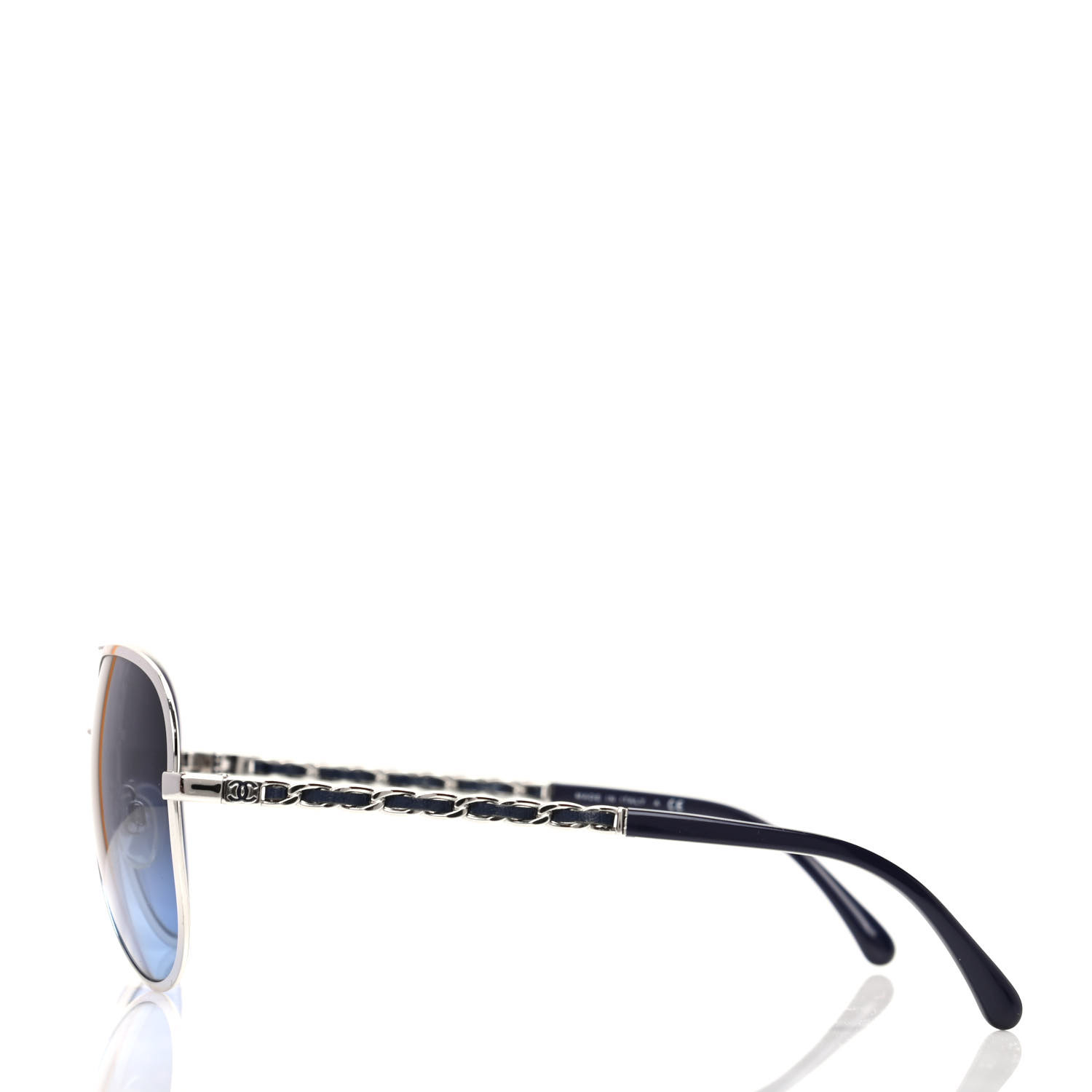 CHANEL Lambskin Aviator Chain Sunglasses 4194-Q Blue 733012