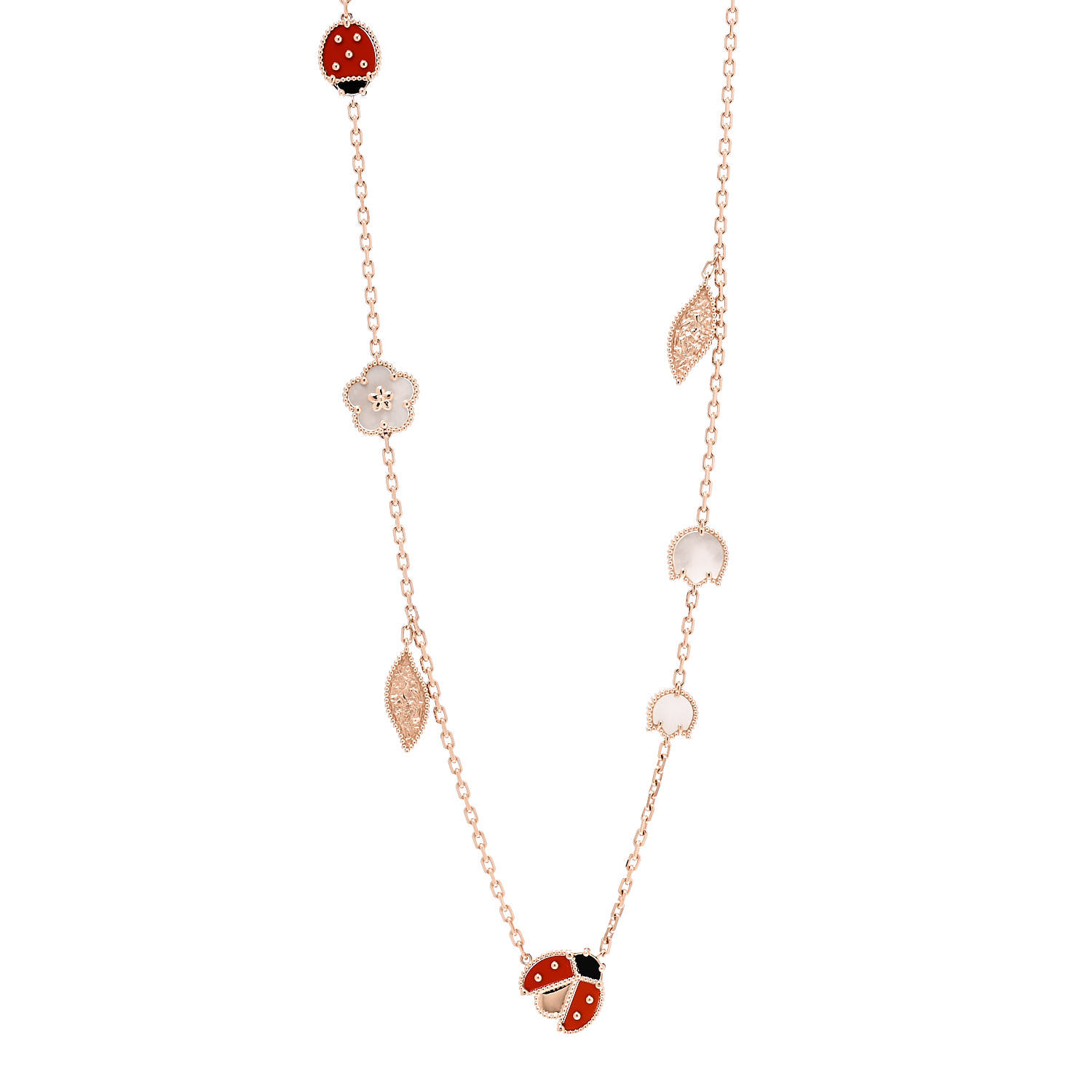 VAN CLEEF & ARPELS 18K Rose Gold Mother of Pearl Carnelian
