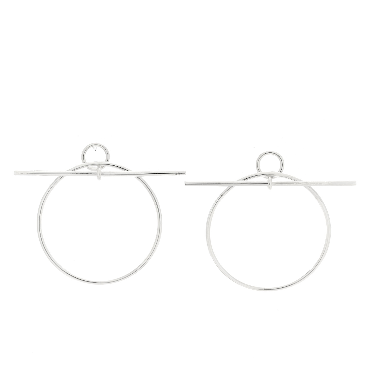 HERMES Sterling Silver MM Loop Earrings 1520132 | FASHIONPHILE