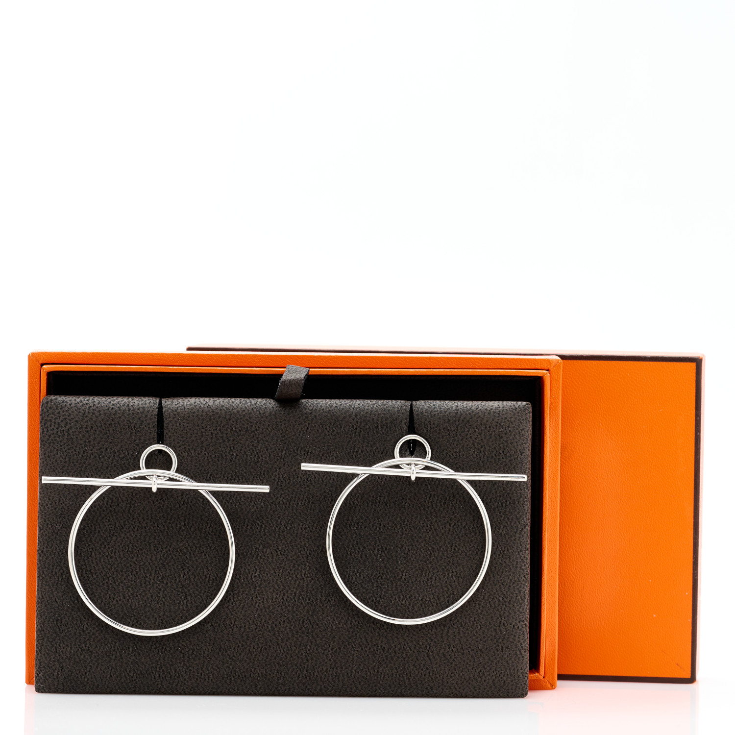 HERMES Sterling Silver MM Loop Earrings 1520132 | FASHIONPHILE