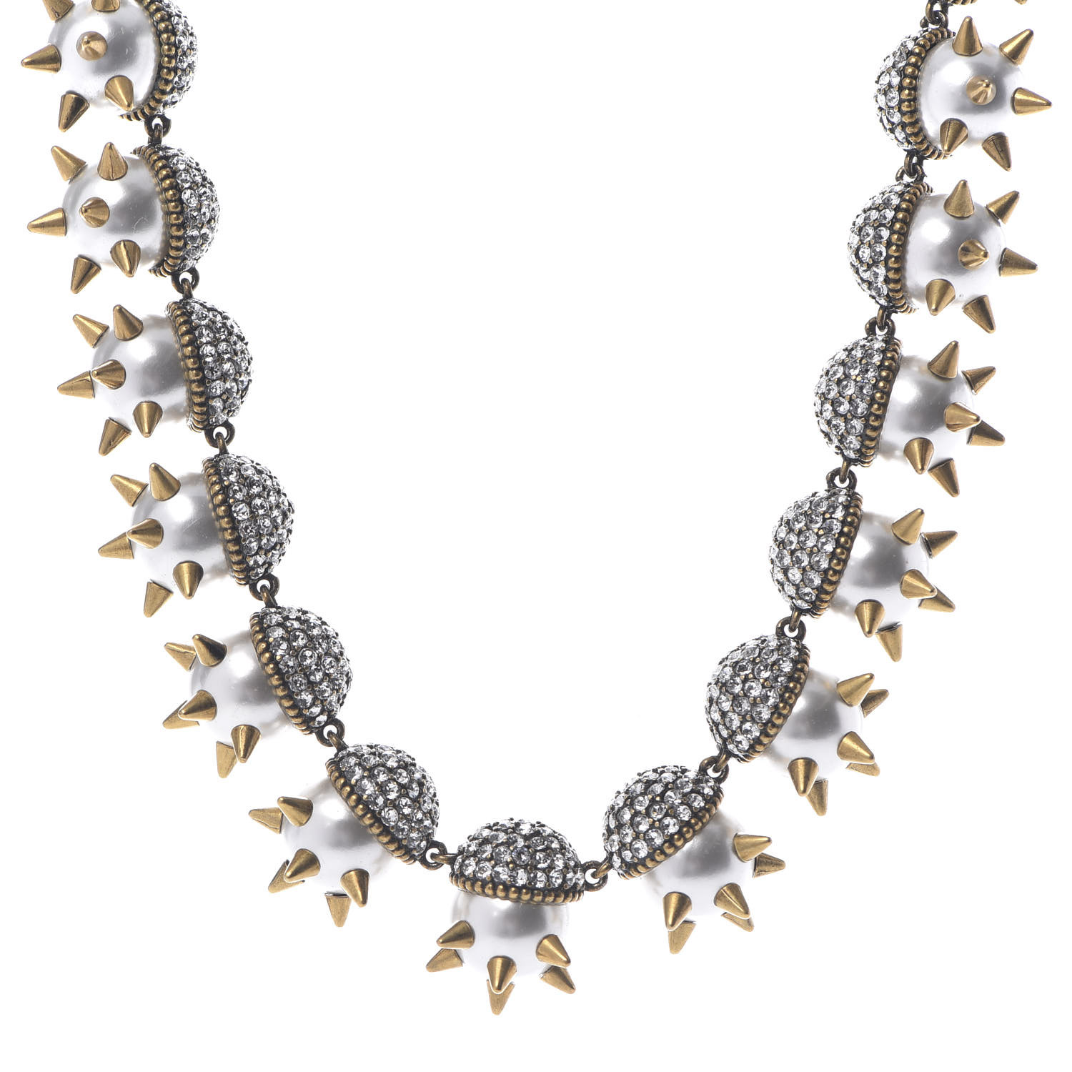 ネックレス・ペンダント GUCCI PEARL NECKLACE Glass pearl necklace with hook closure in light gold-toned