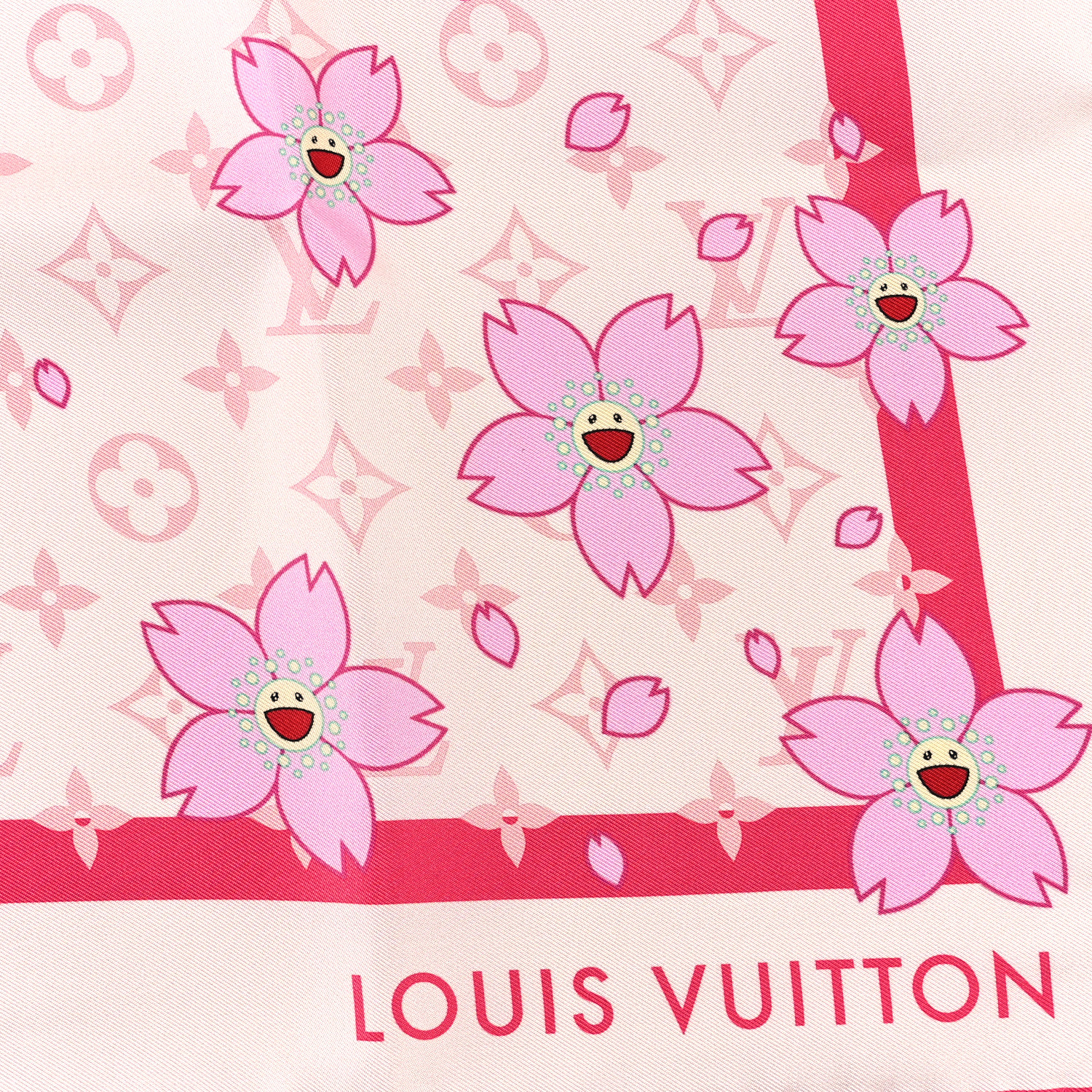 LOUIS VUITTON ピンク スカーフ 約70cm x 70cm LV x TM Carré 70 Cherry Blossom Louis Vuitton Scarf by