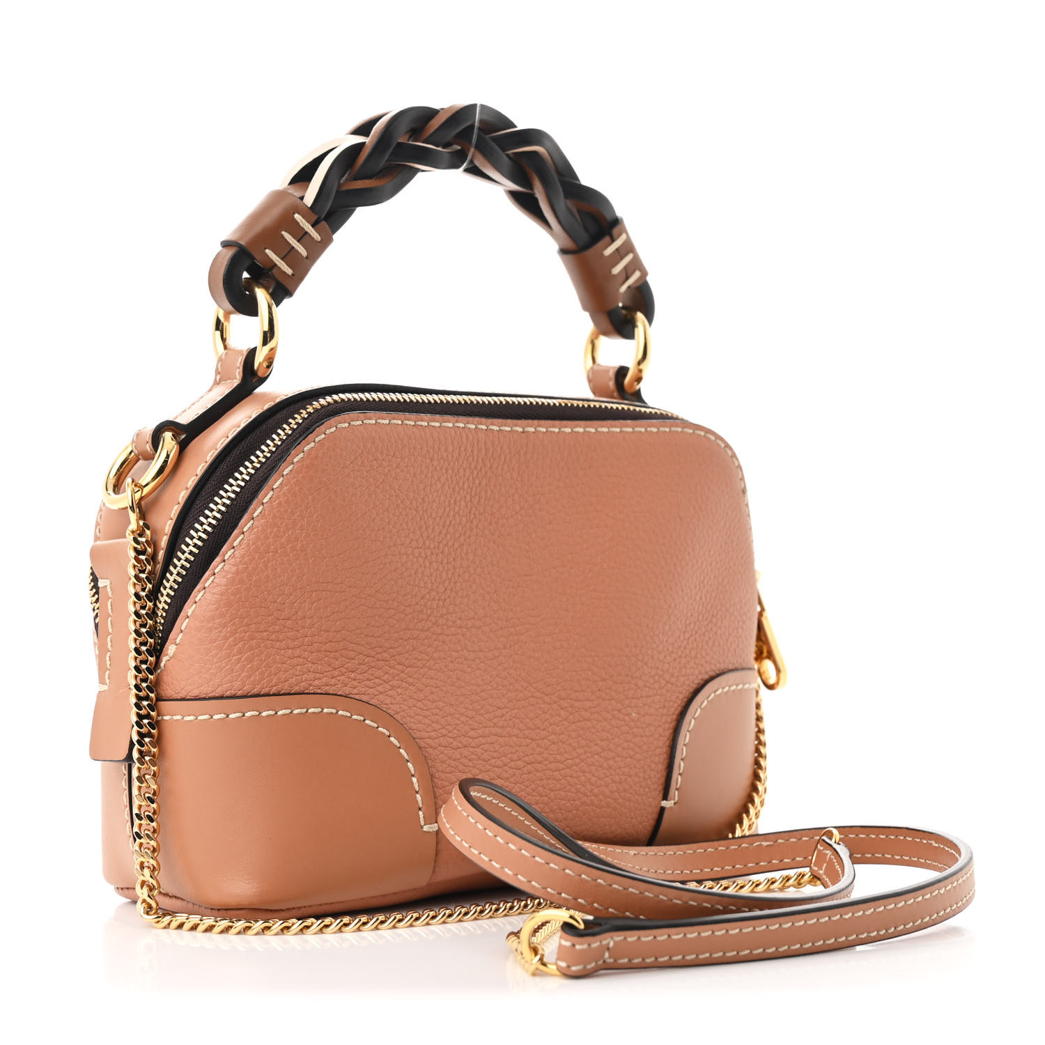 CHLOE Calfskin Mini Daria Chain Bag Camel 1707778 | FASHIONPHILE