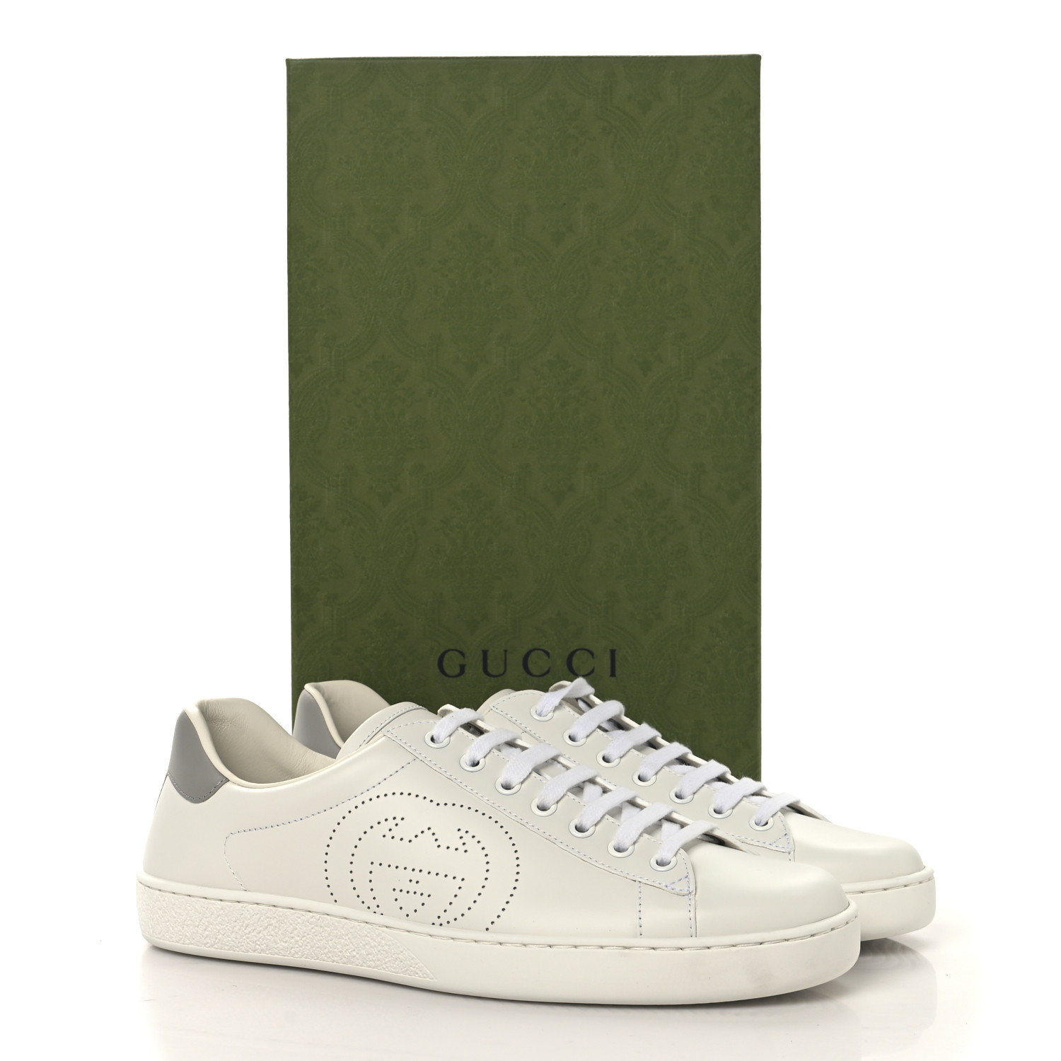a1ice◇ GUCCI Calfskin Interlocking G Perforated Mens Ace Sneakers 8