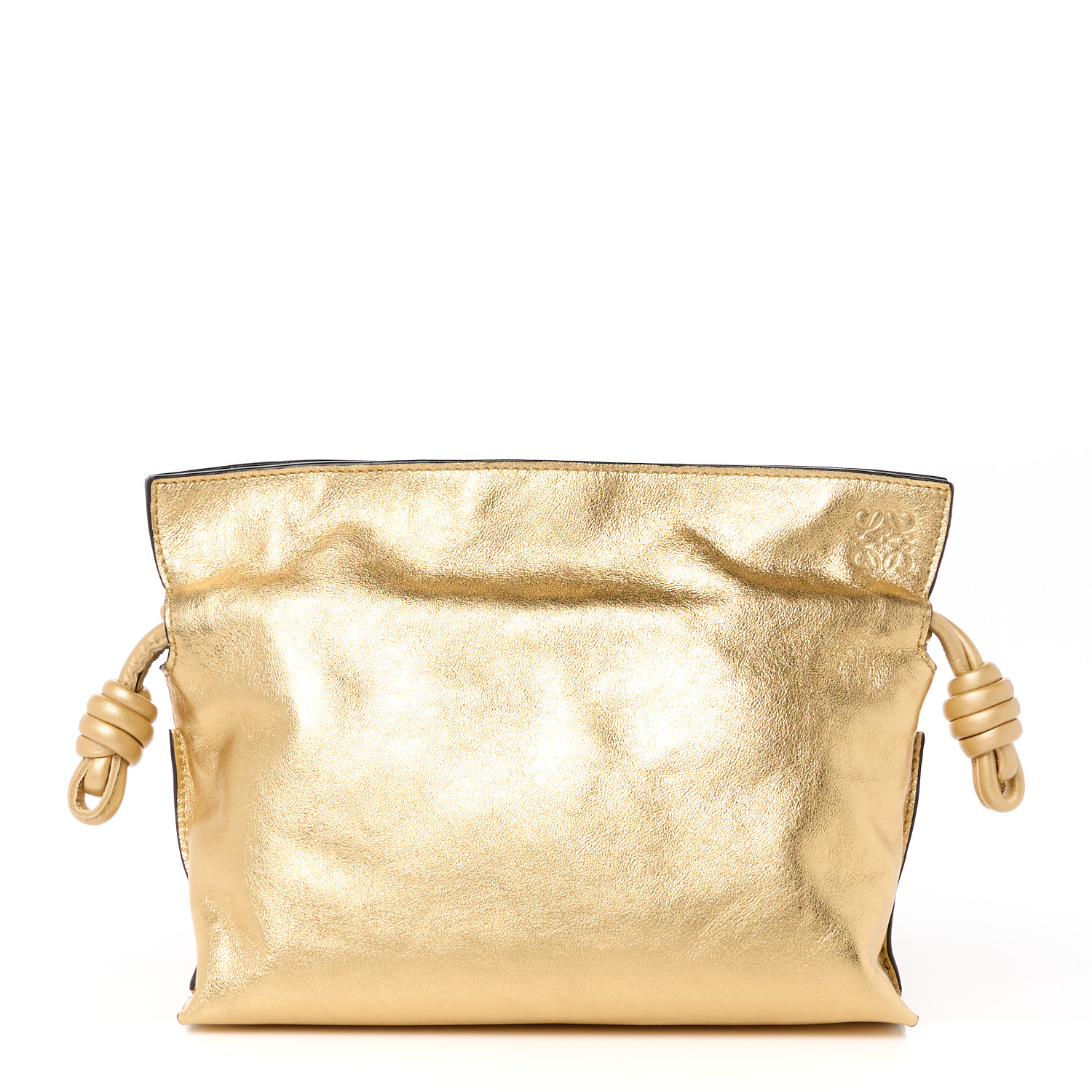 24AW new/LOEWE フラメンコフリンジメタリッククラッチ Bag Gold Loewe Flamenco fringed metallic leather clutch Loewe