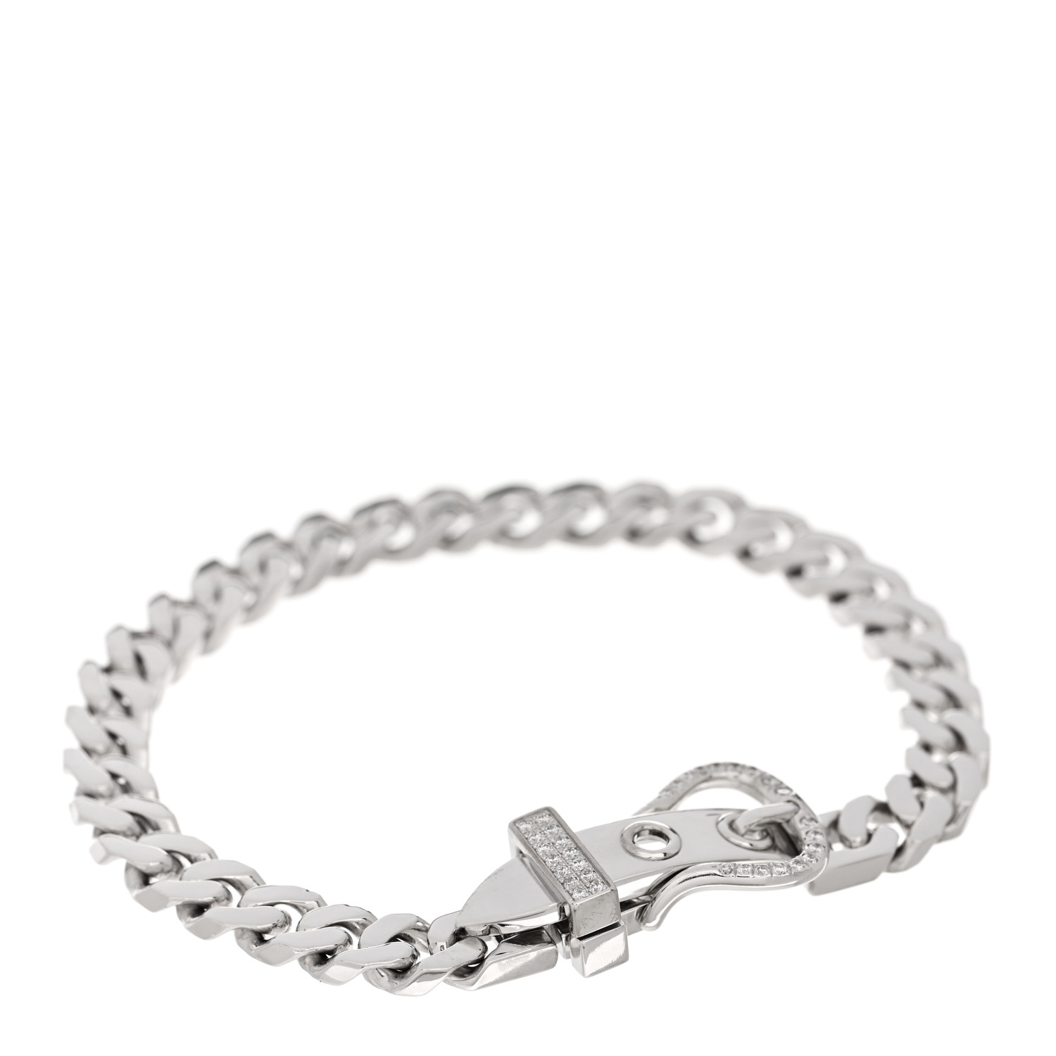 HERMES 18K White Gold Diamond TPM Boucle Sellier Bracelet ST