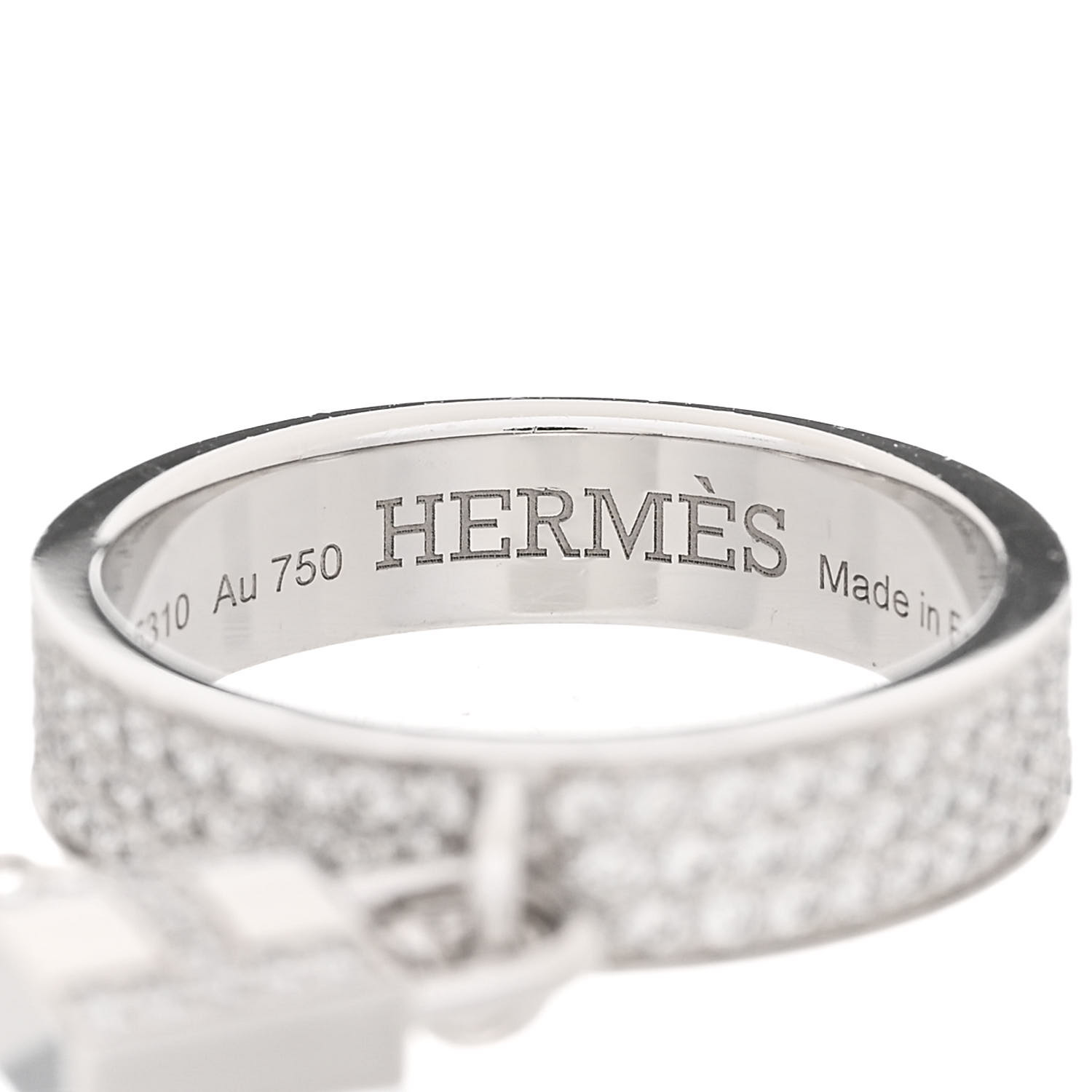 Hermes Kelly Clochette ring white gold diamonds【関税込】 HERMES 18K White Gold Diamond Kelly Clochette Double Ring 50