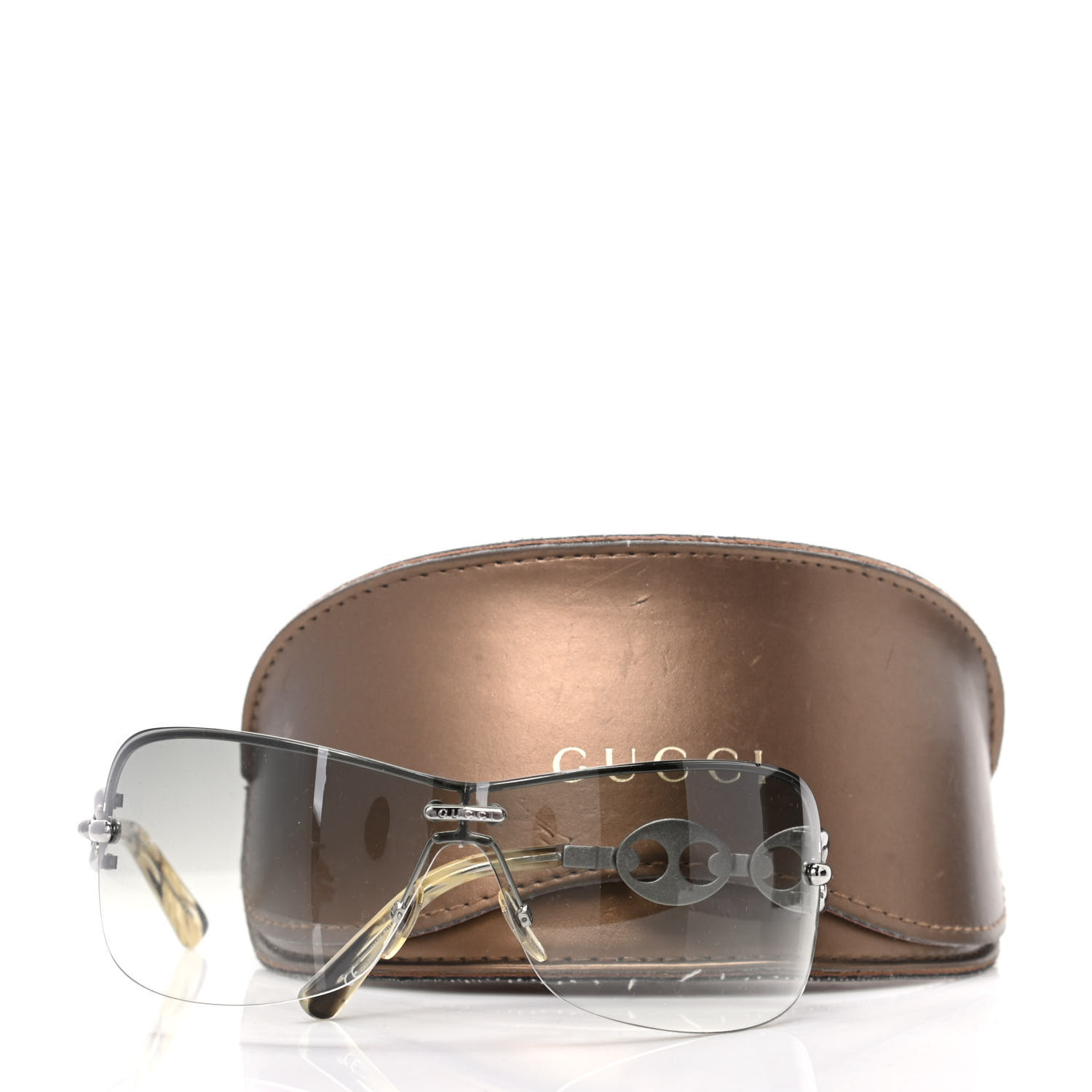 GUCCI グッチサングラス　2772/s Gucci Rose-Gold Metal Link Red Gradient Lens Sunglasses 2772