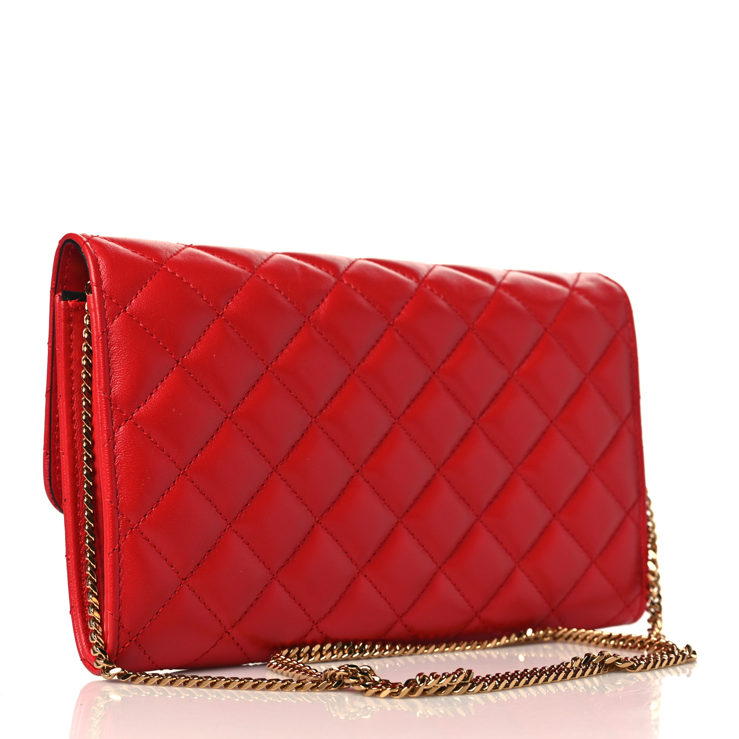 VERSACE Lambskin Quilted Medusa Wallet On Chain Crossbody