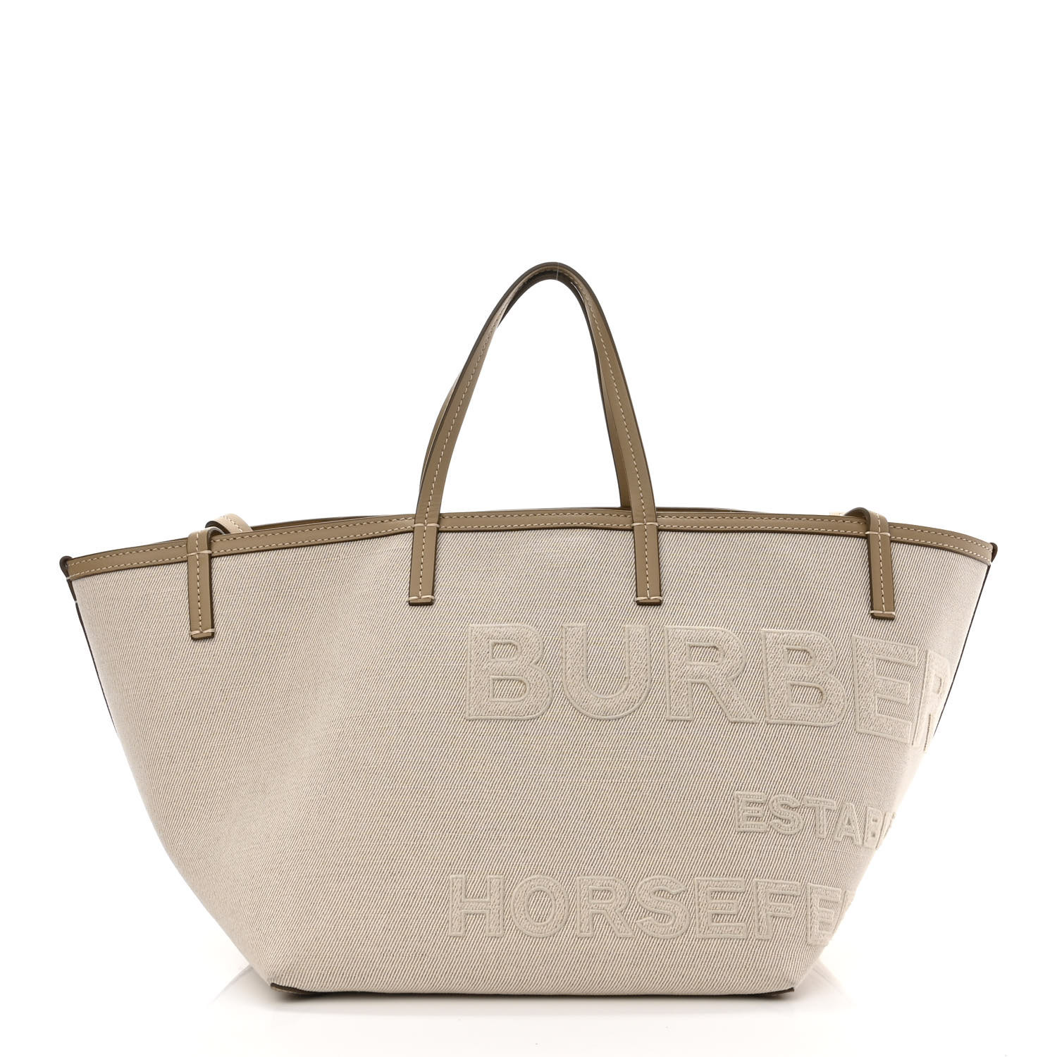 BURBERRY Cotton Canvas Mini Logo Horseferry Tote Bag Off