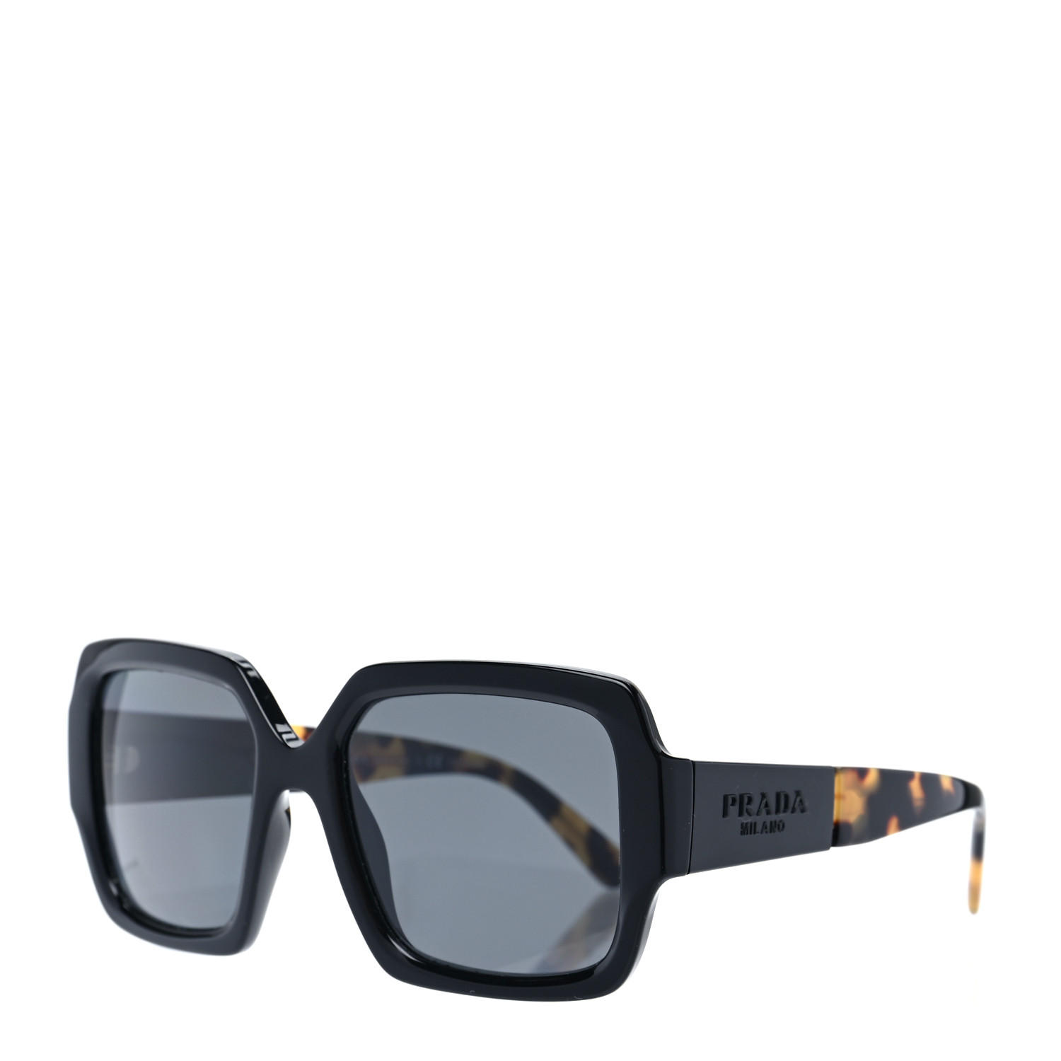PRADA Oversized Monochrome Sunglasses SPR 21X Black Tortoise