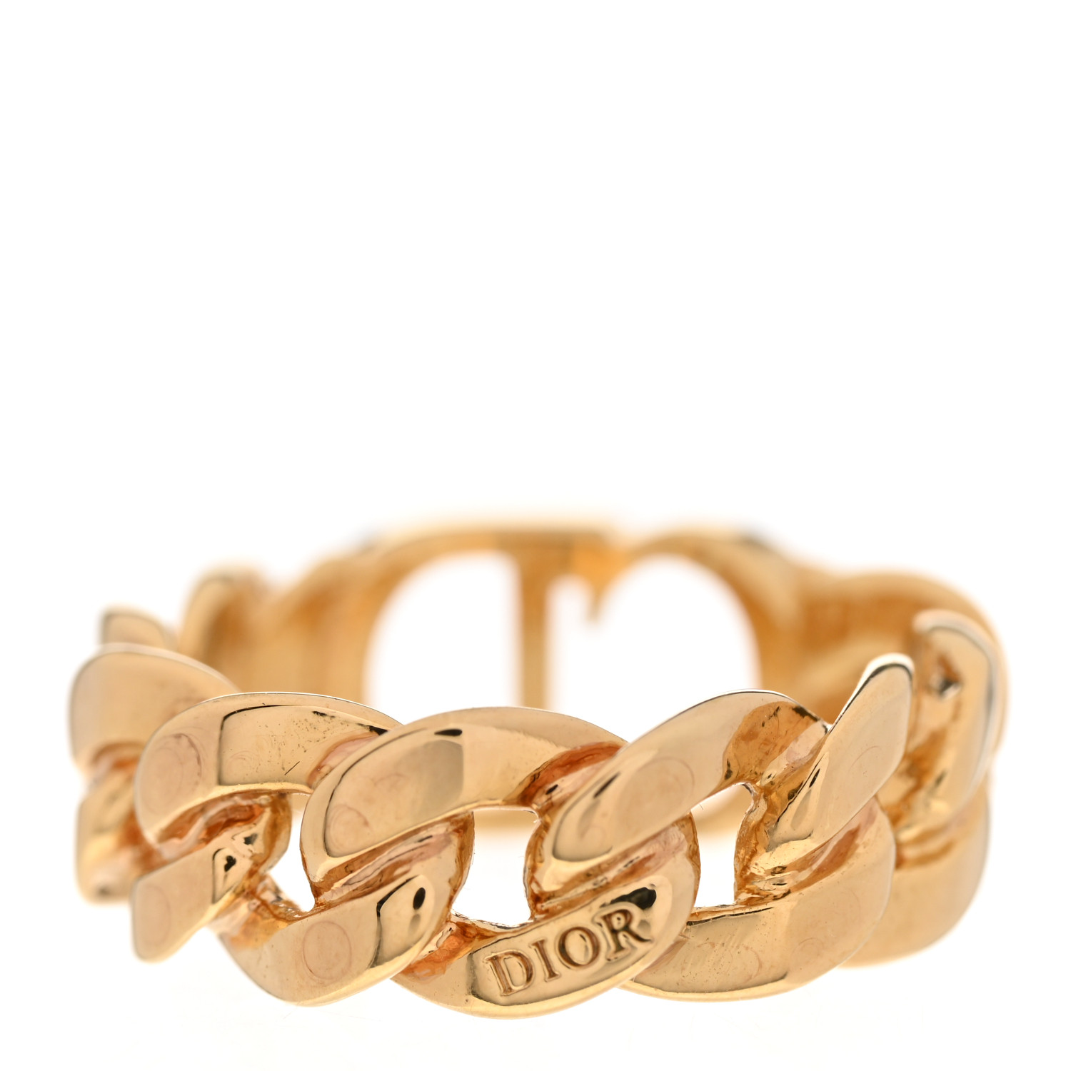 CHRISTIAN DIOR Metal CD Chain Ring S Gold 1329348 | FASHIONPHILE