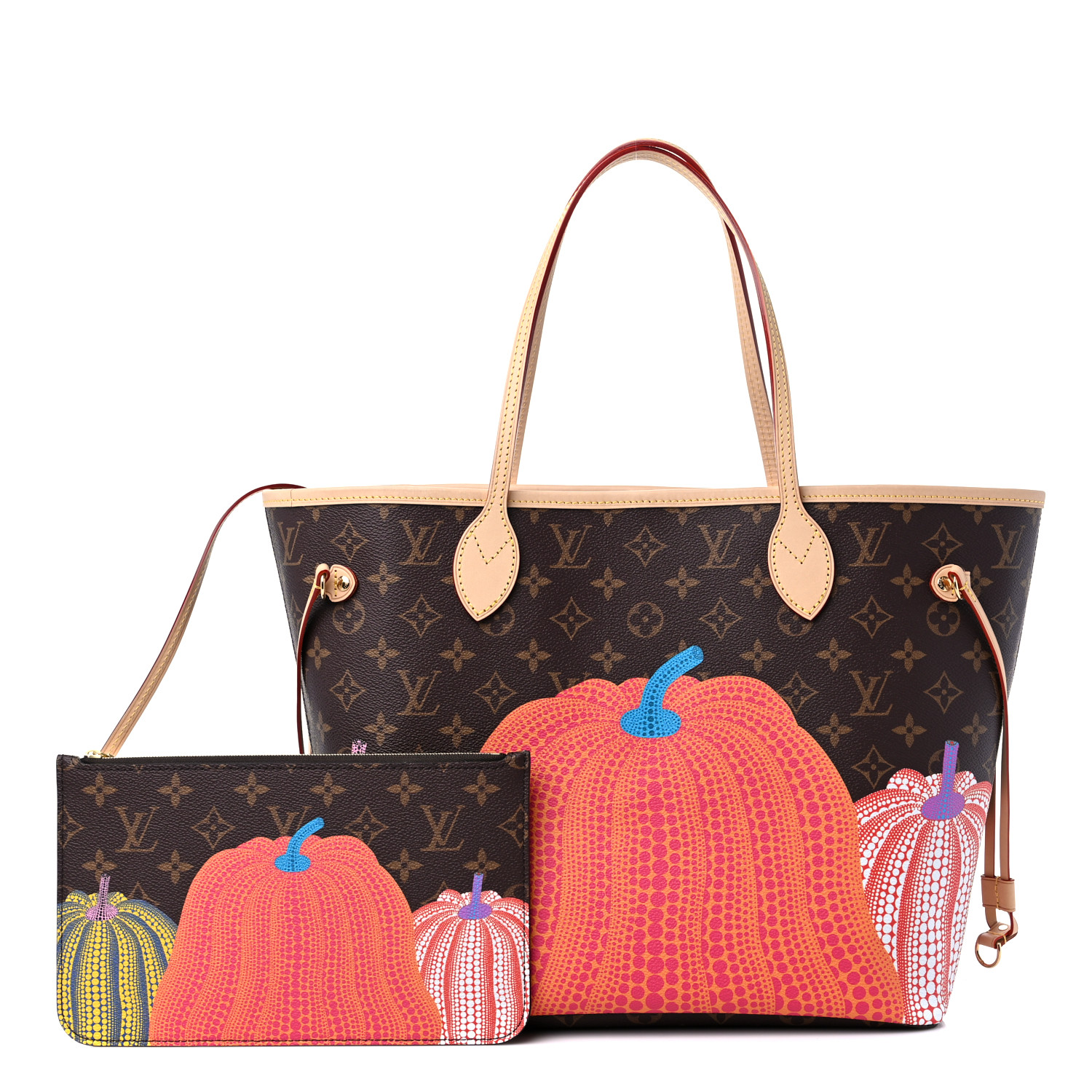 LOUIS VUITTON LV X YK Monogram Kusama Pumpkin Neverfull MM