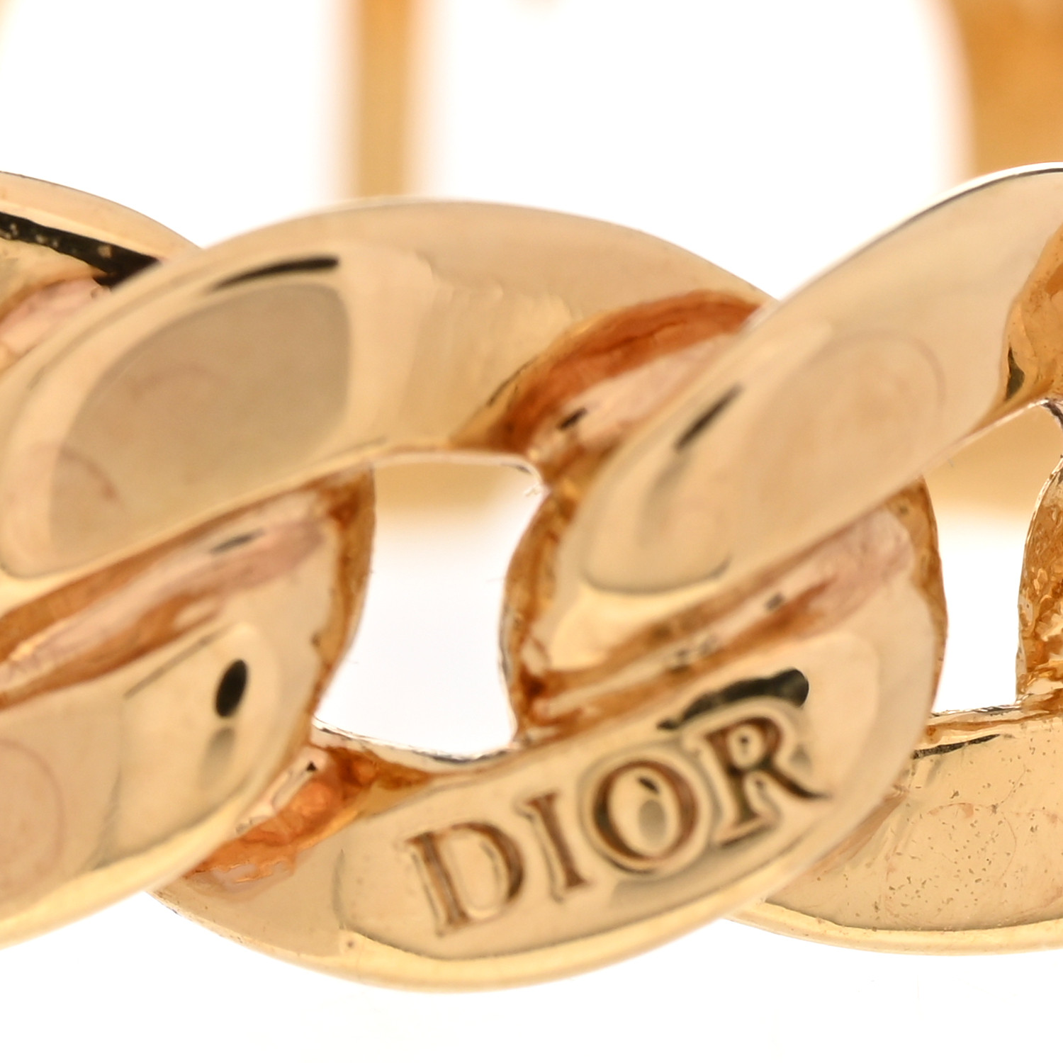 アクセサリー Christian Dior Logo gold chain ring CHRISTIAN DIOR Metal CD Chain Ring S Gold 1329348 | FASHIONPHILE