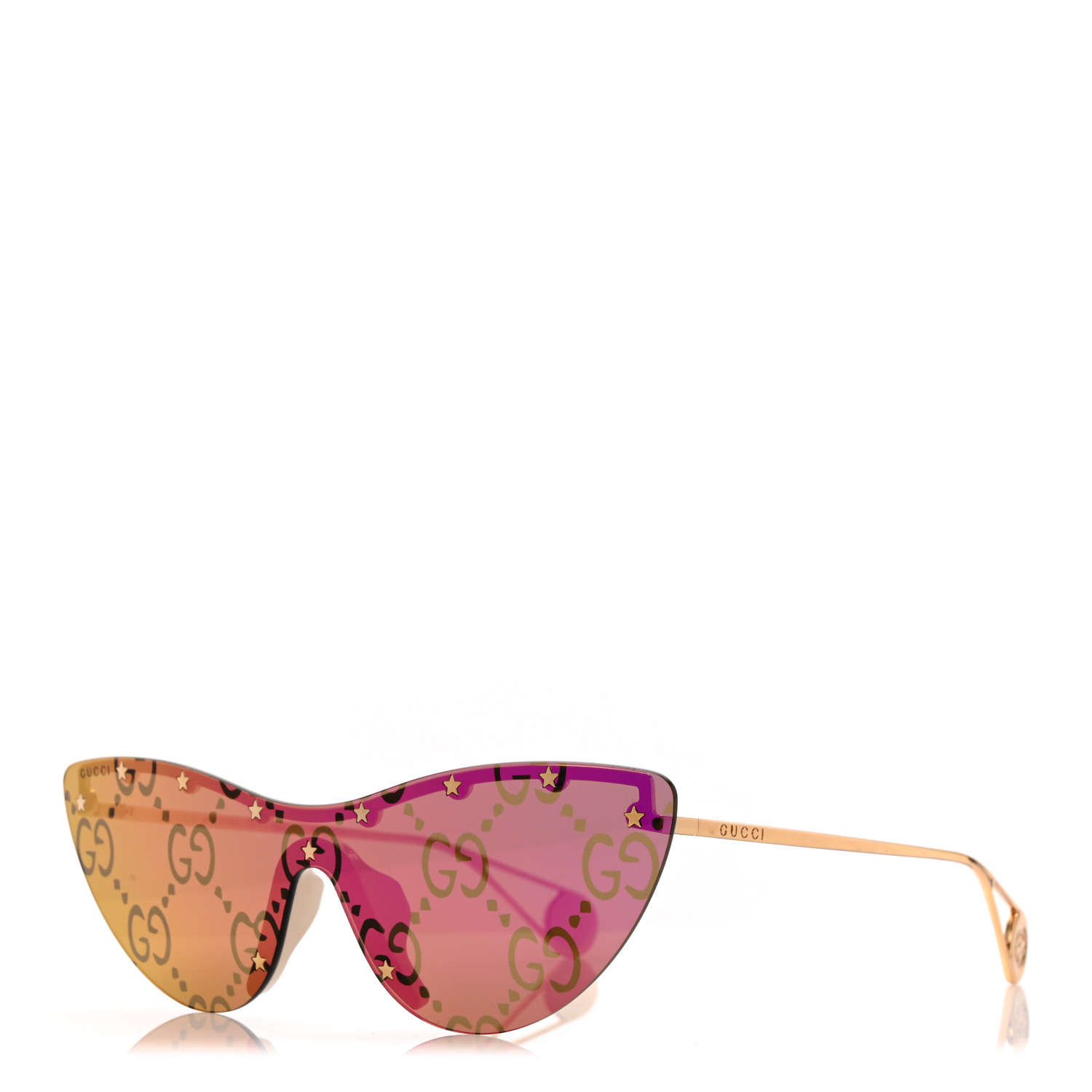 GUCCI Metal Rimless Star Studded Monogram 90mm Cat Eye